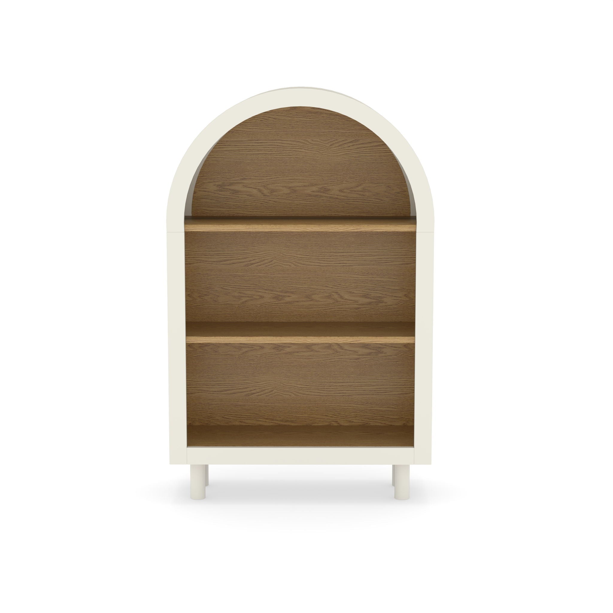 Arched Small Bookcase, Storage Cabinet, Bookshelf With 3 Shelves For Living Room - Oak / White