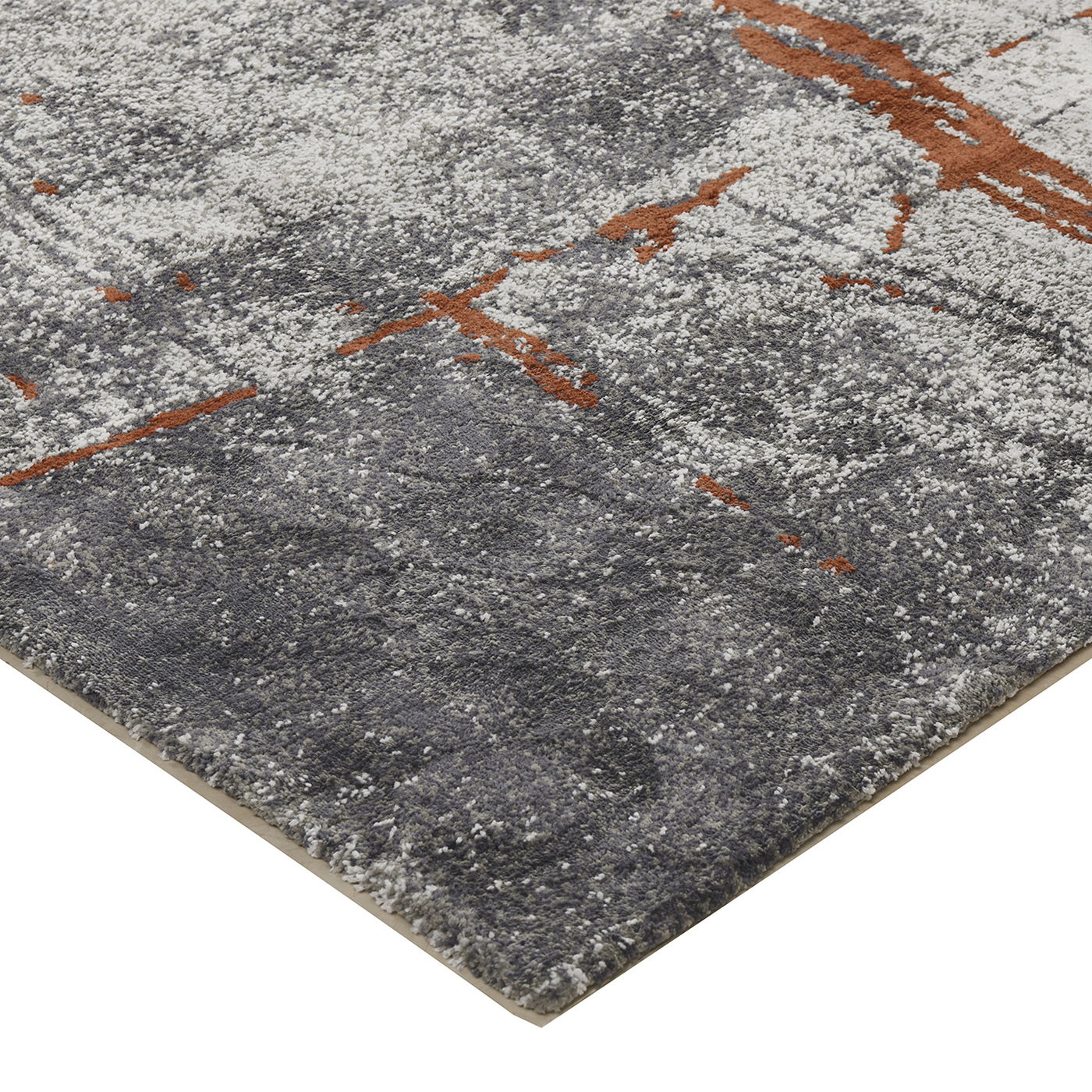Quarry - 5.25' X 6.5' Abstract Area Rug - Gray / Orange - Best Buy Furniture