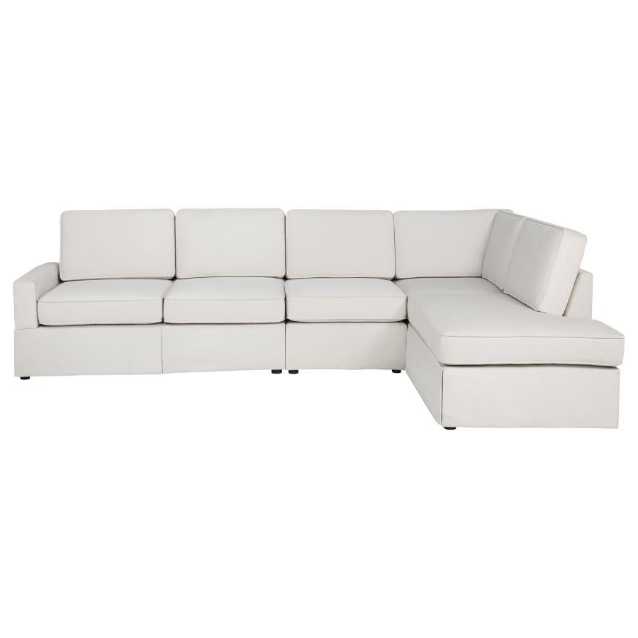 Delmar - Velvet Upholstered Sectional Sofa Skirted Base - Latte