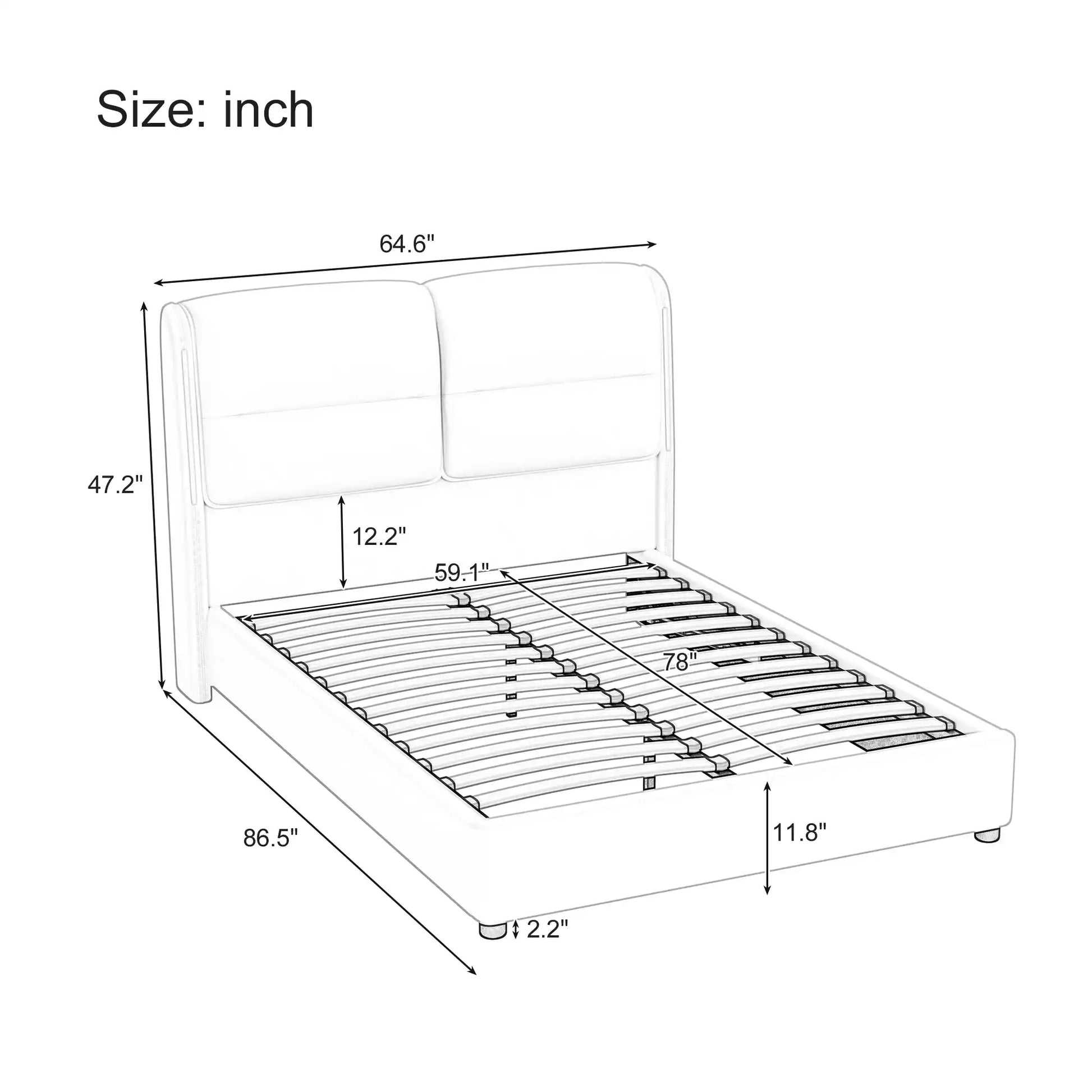 Upholstered Queen Size Hydraulic Platform Bed with Lift Up Storage and Sensor LED Lights - Best Buy Furniture