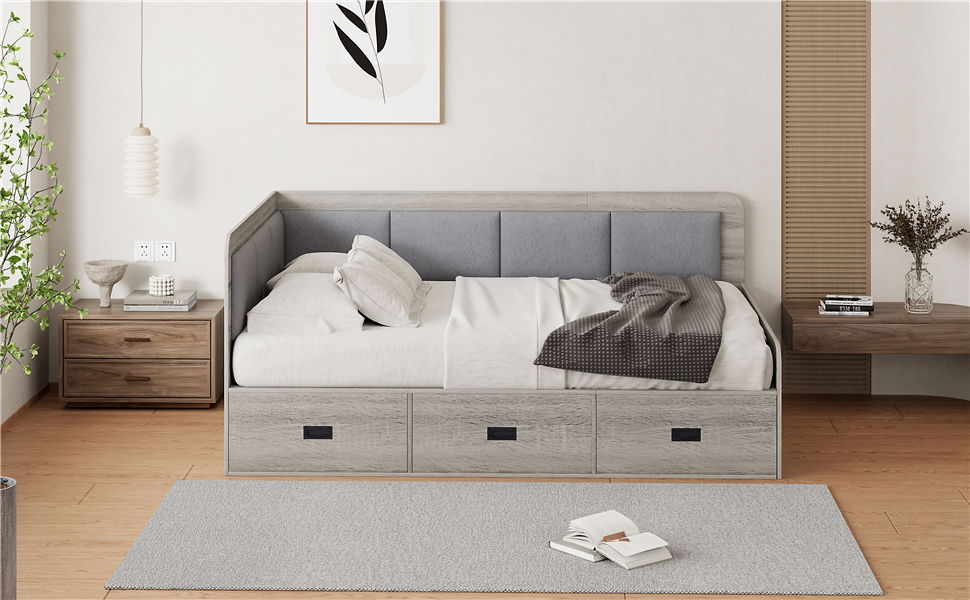 Daybed With 3 Drawers And 3 Storage Compartments