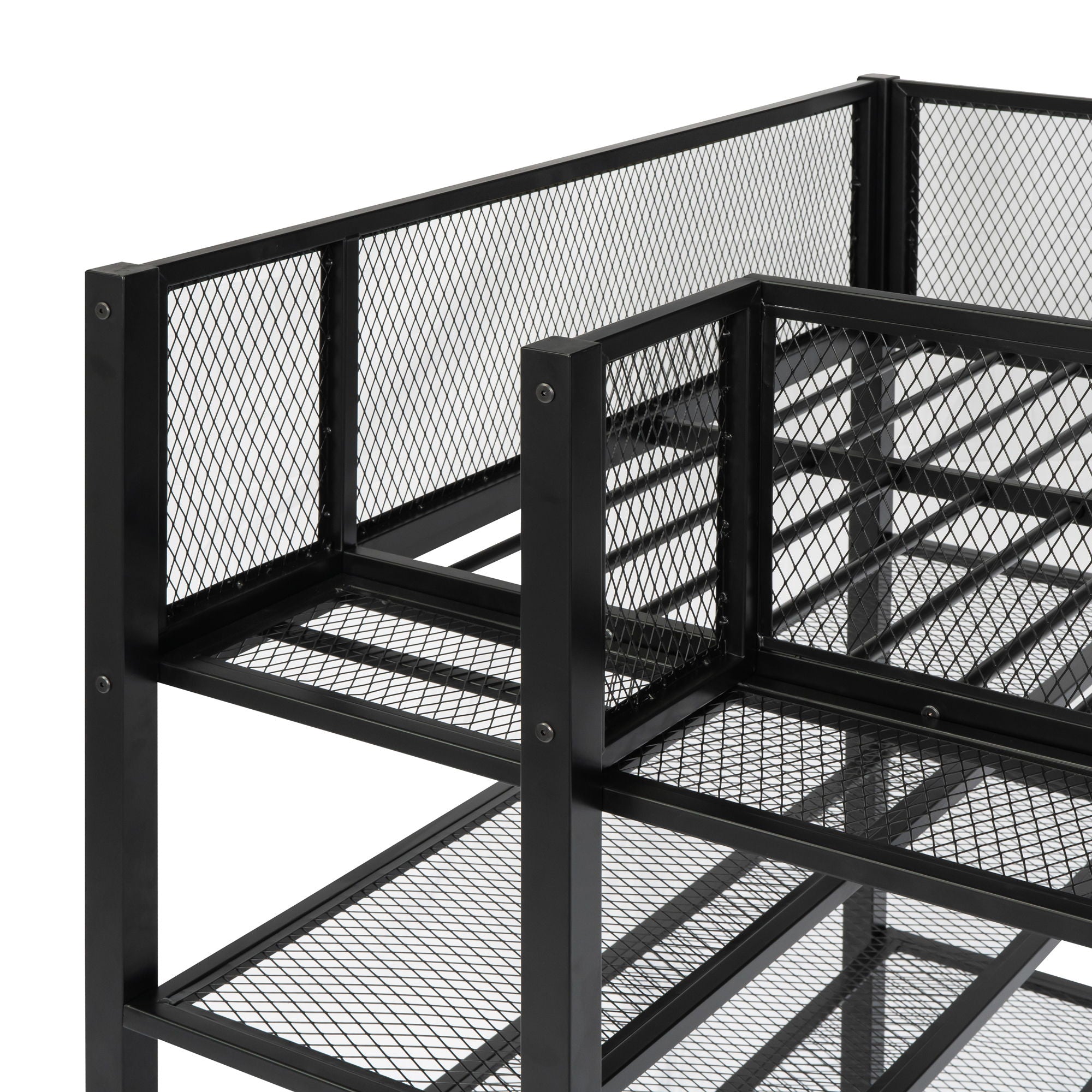 Loft Bed With 4 Tier Shelves And Storage