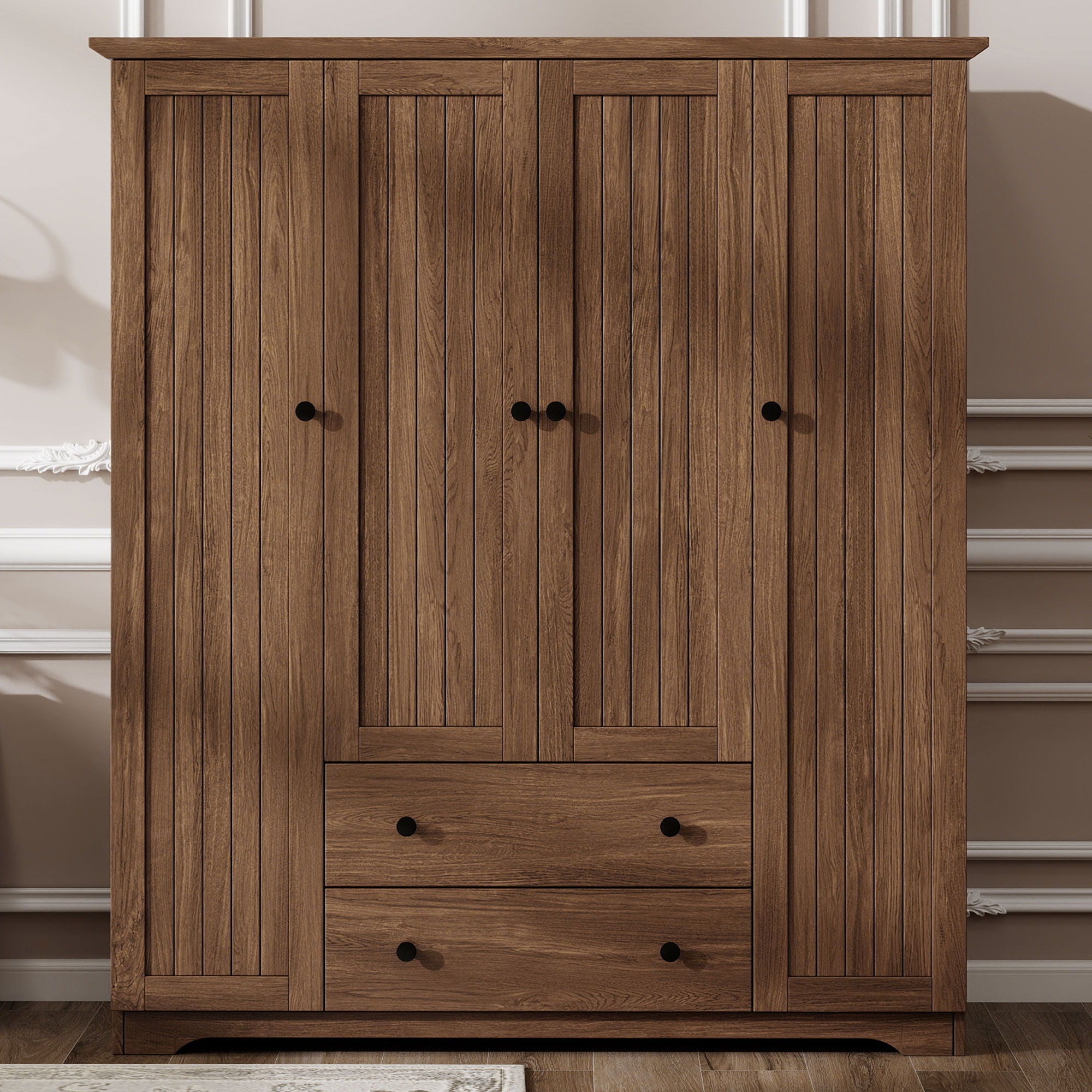 4 Door Wardrobe Armoire With 2 Drawers