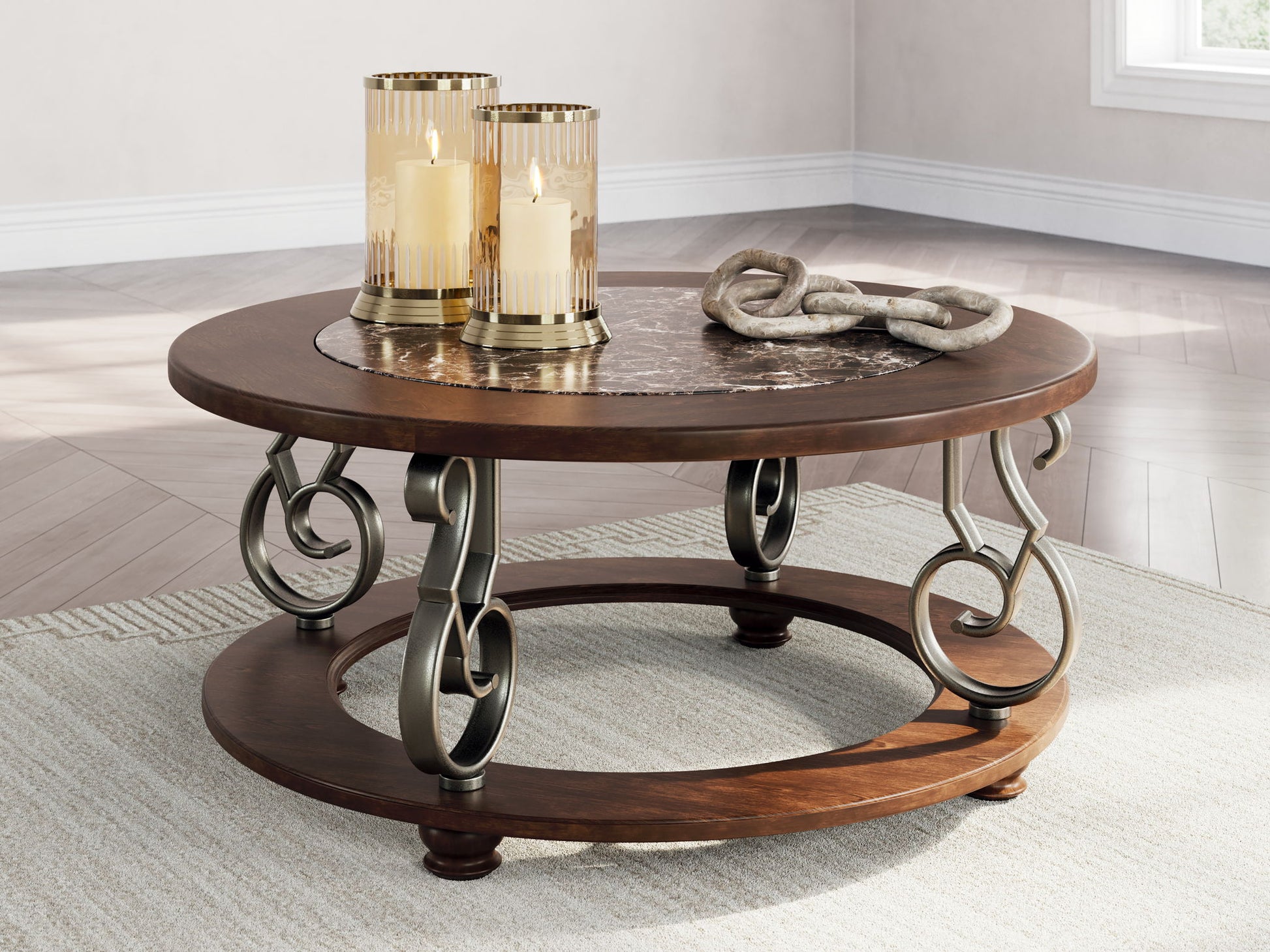 Frallyn - Round Cocktail Table - Dark Brown - Best Buy Furniture