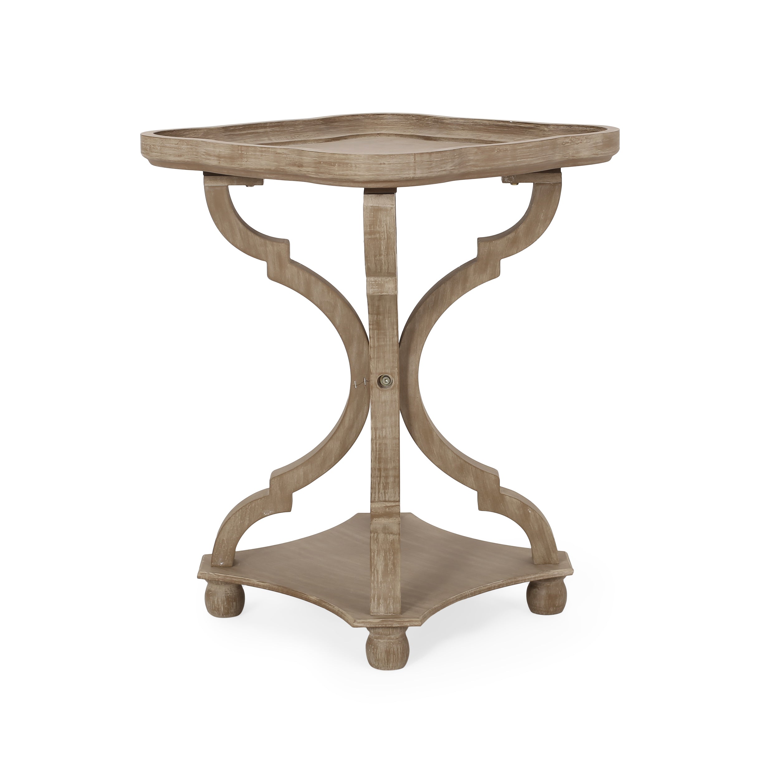 French Country Accent Table with Hourglass Design in Natural MDF