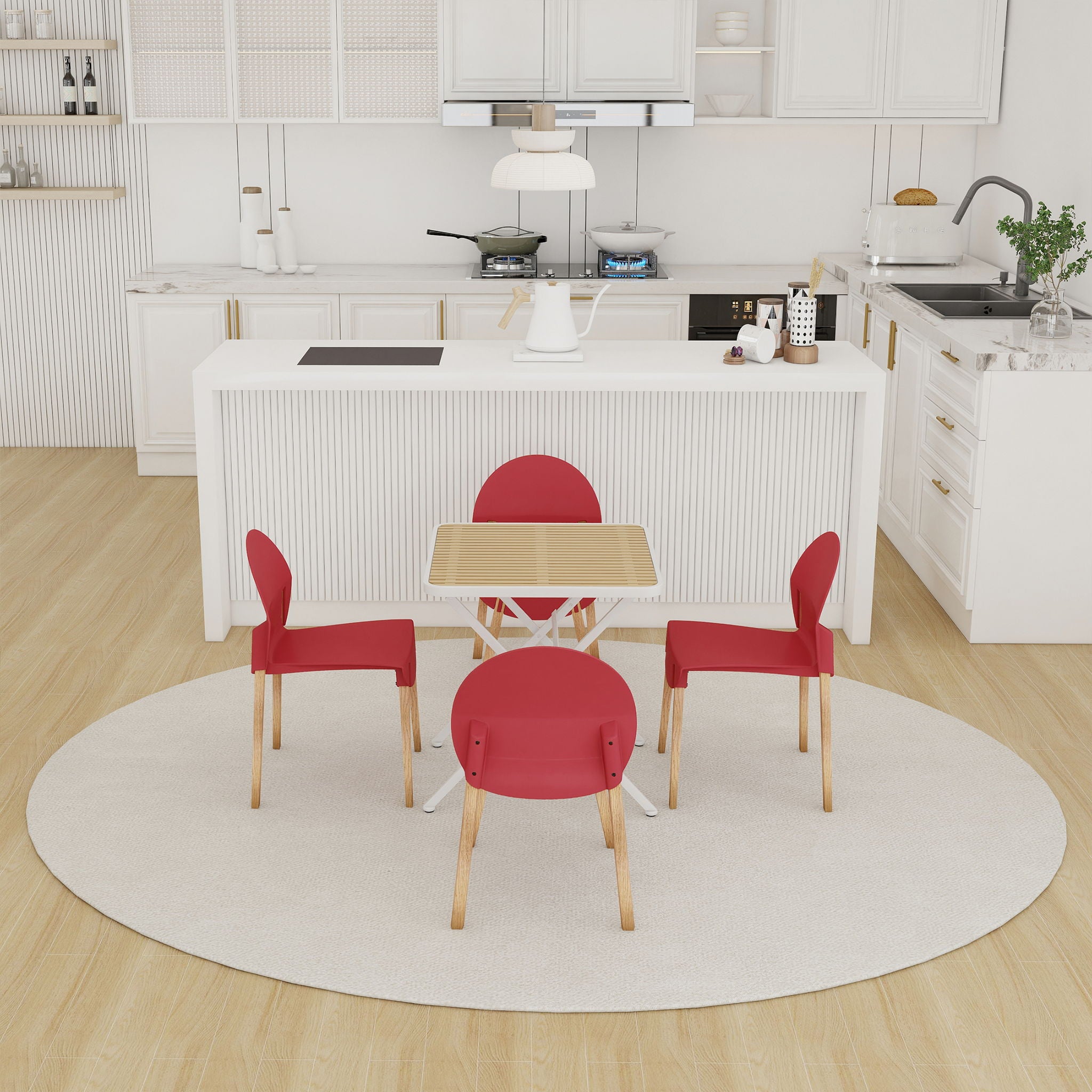 4 Piece Set Of Single Chairs With A Folding Square Table