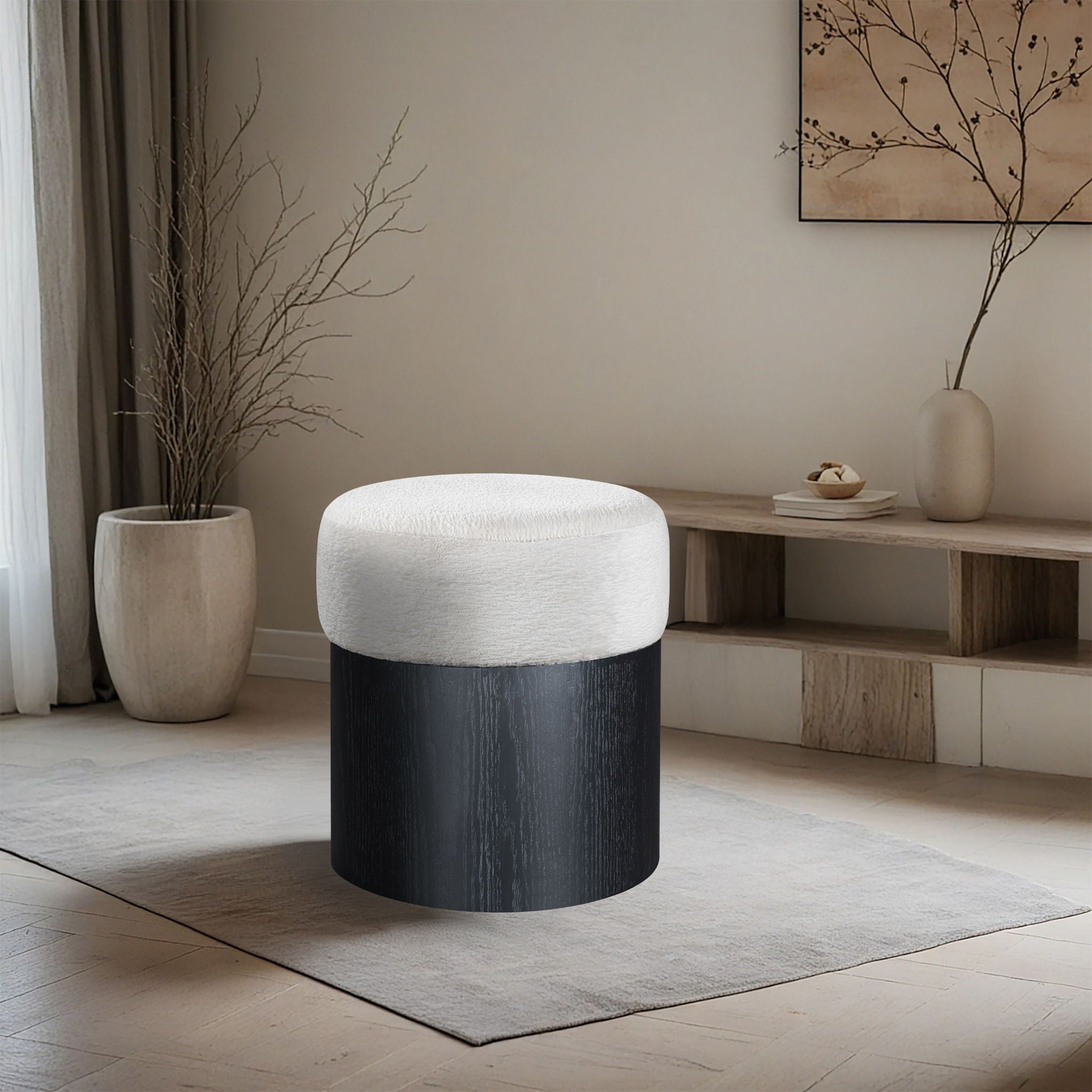 Nimes - Ottoman / Stool With Black Base