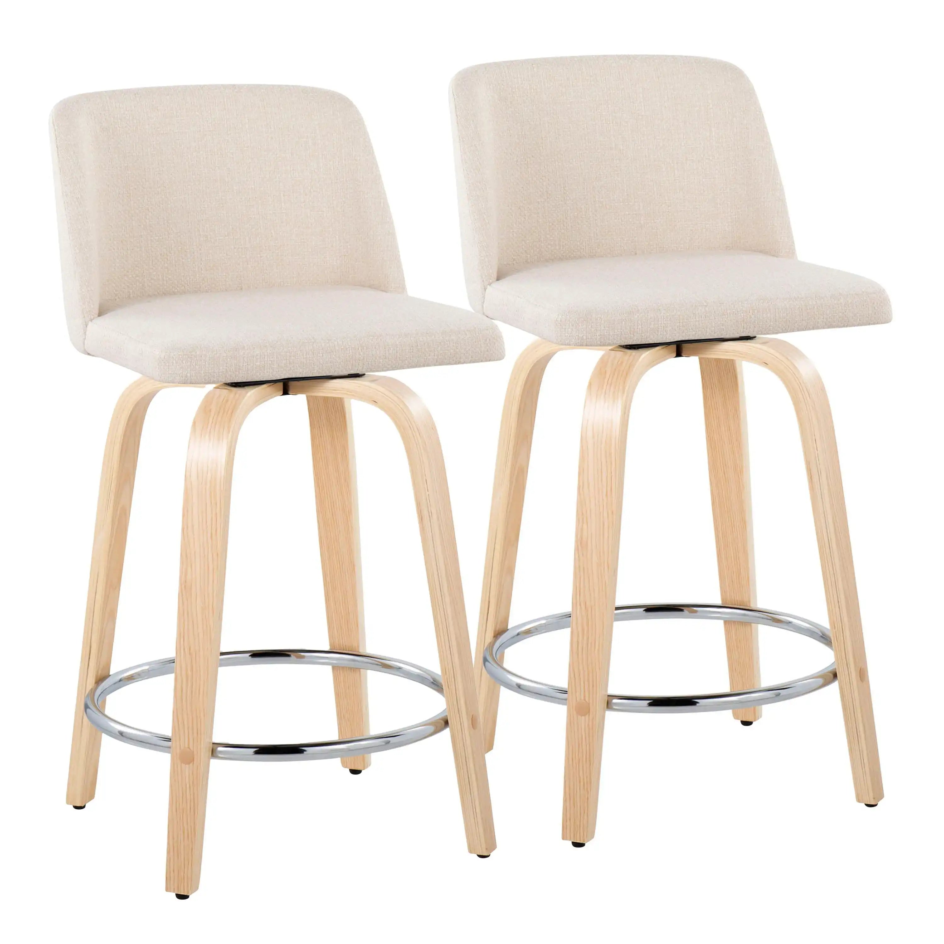Toriano - Contemporary Fixed Height Counter Stool & Swivel And Round Footrest (Set of 2) - Best Buy Furniture