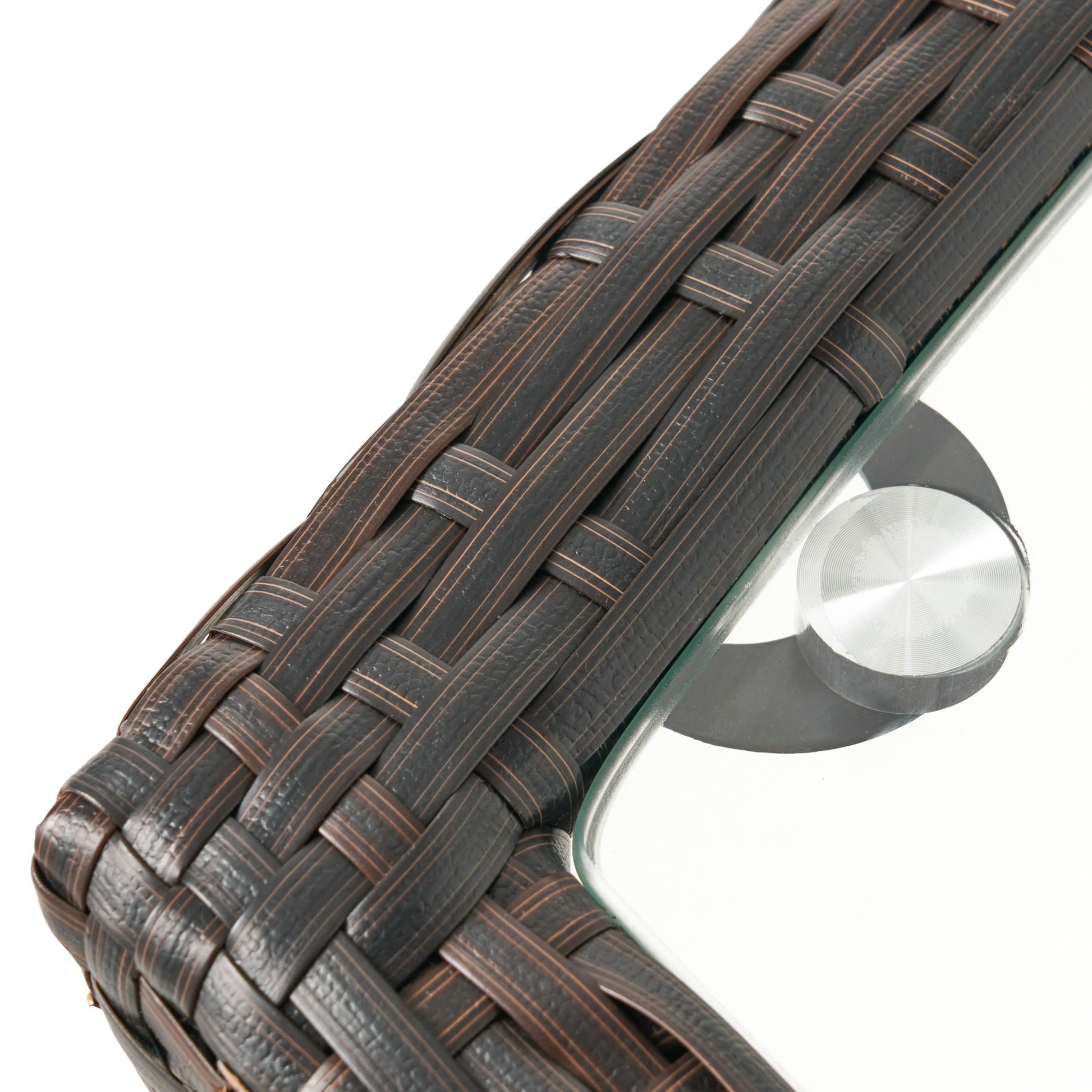 Trenton - Outdoor Side Table With Glass Top - Brown Rattan - Best Buy Furniture