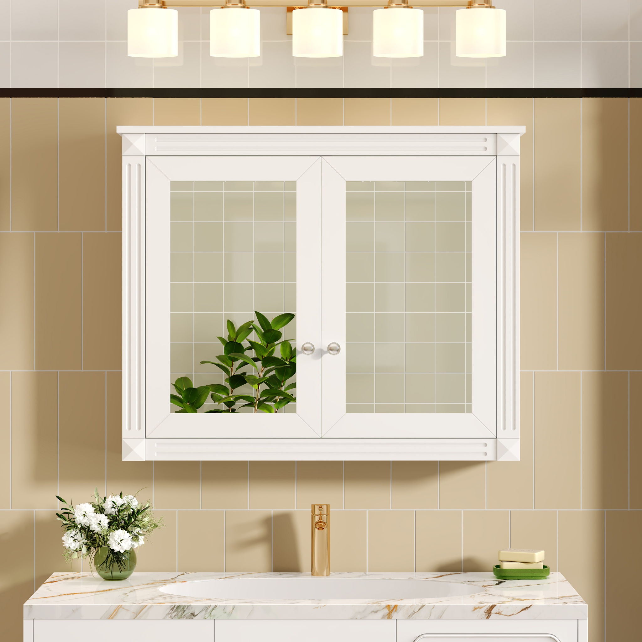 Wall-Mounted Medicine Cabinet With 2 Mirrors, Adjustable Shelves