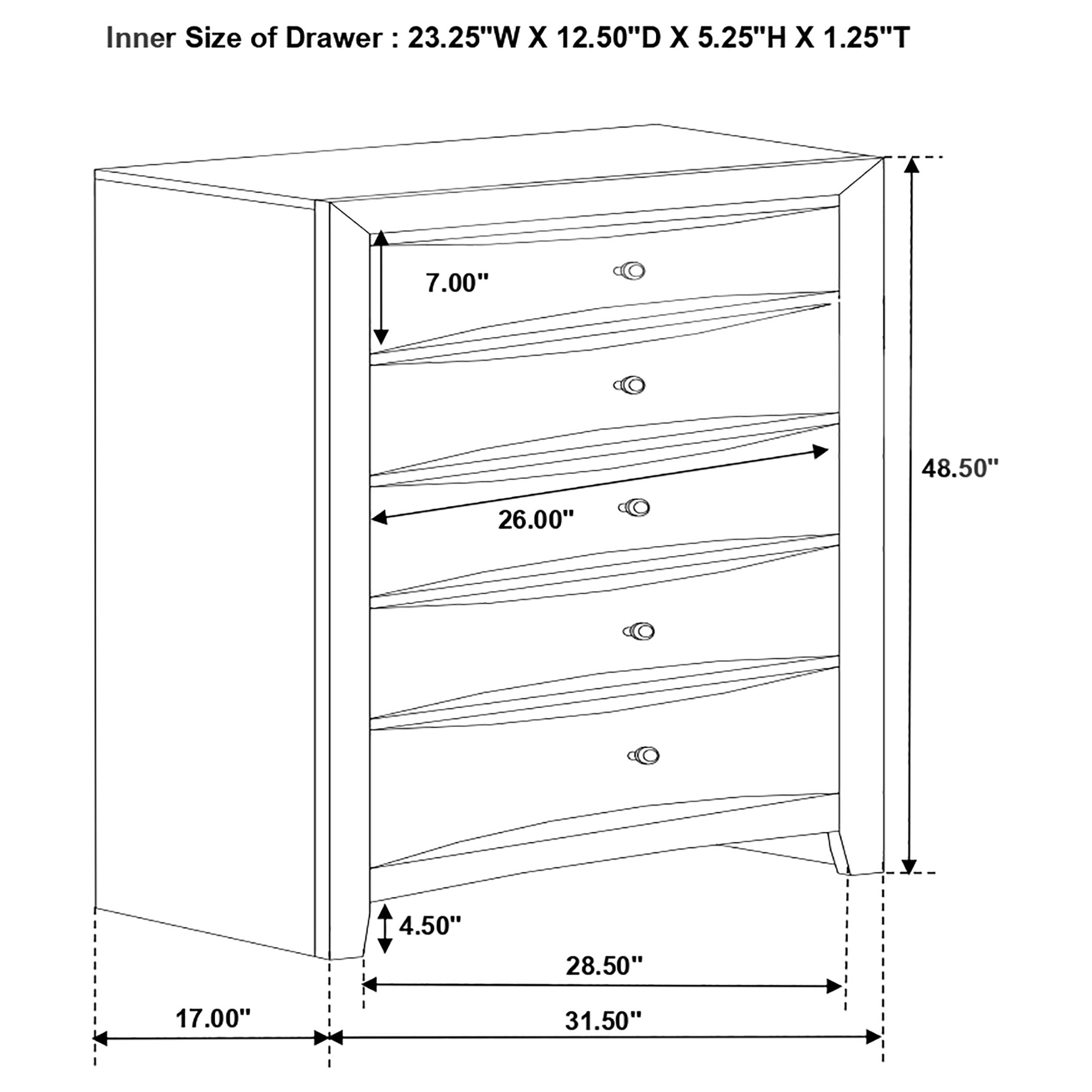 Briana 5-drawer Bedroom Chest Black-CoasterEssence