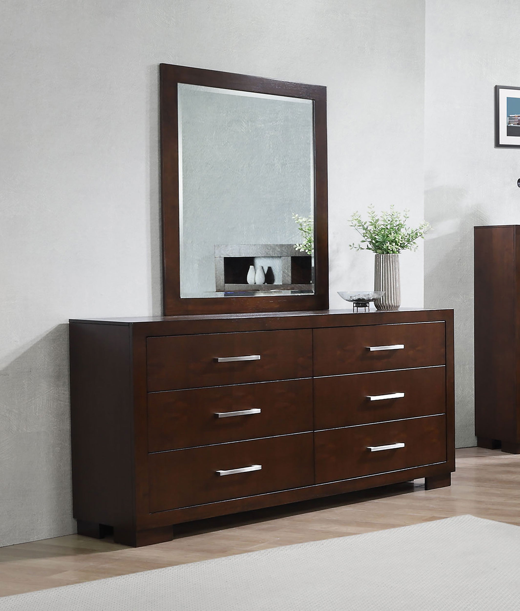 Jessica 6-drawer Dresser with Mirror Cappuccino-CoasterEssence