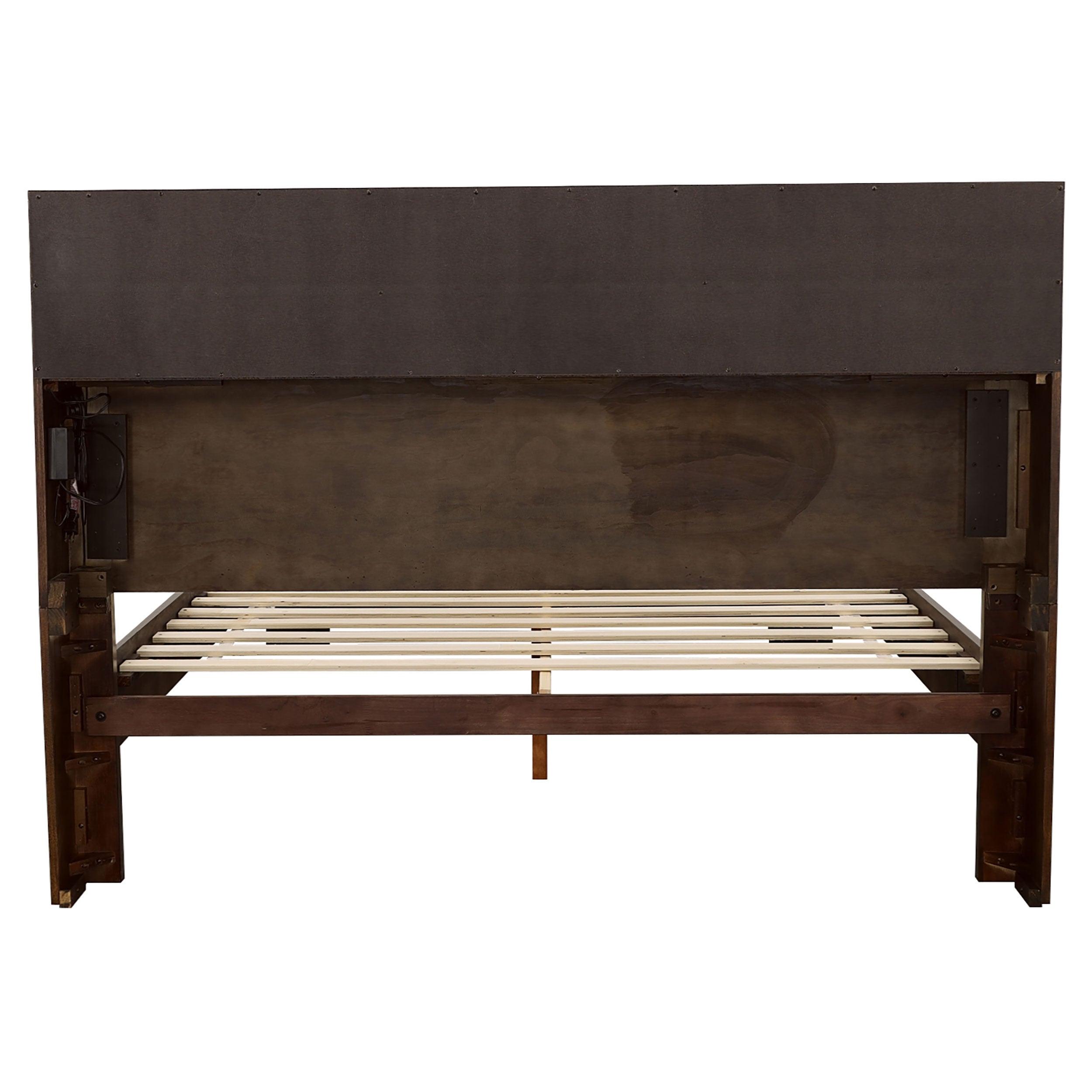 Jessica Wood Queen LED Storage Bookcase Bed Cappuccino-CoasterEssence