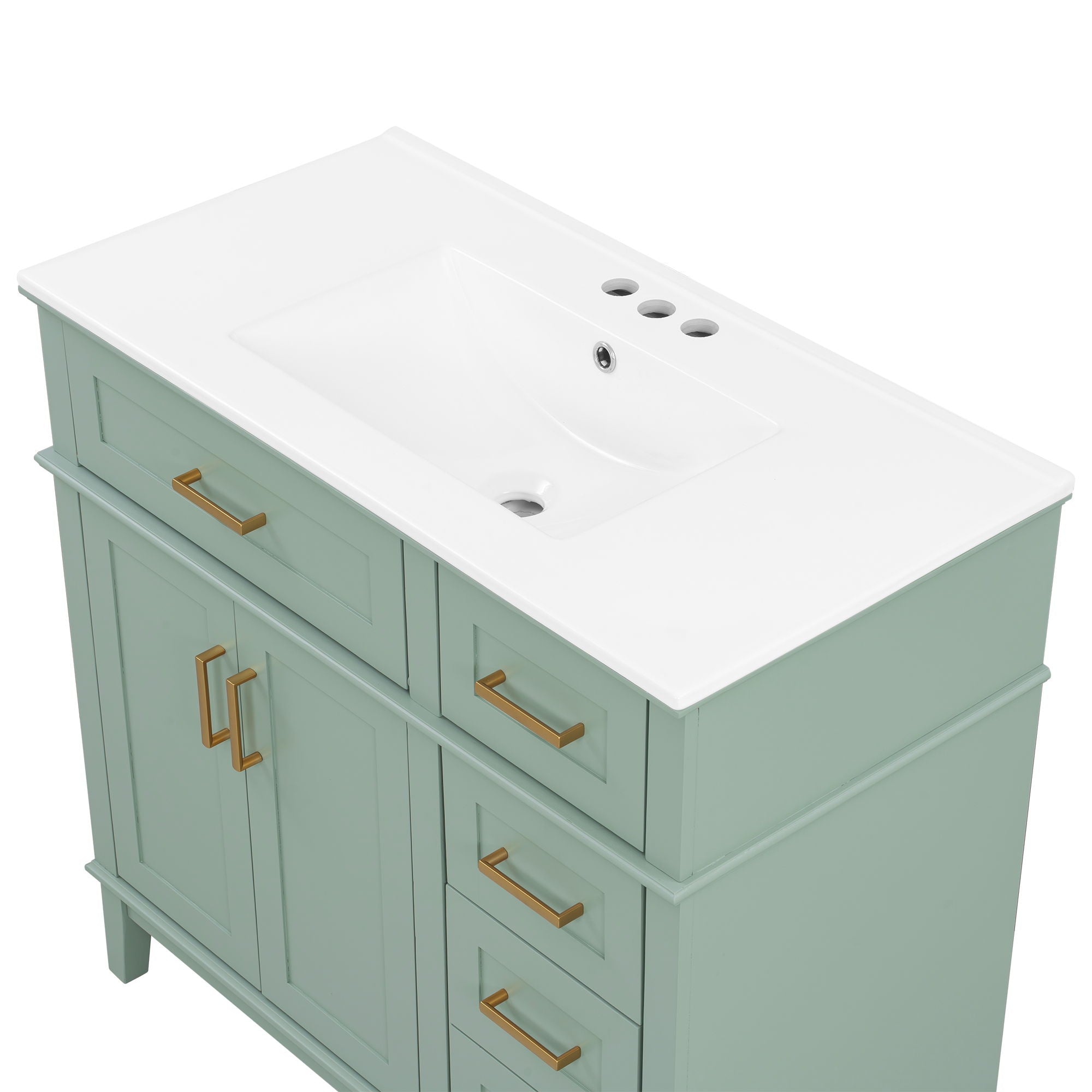 Bathroom Vanity With Sink, Soft Close Doors, 4 Storage Drawers