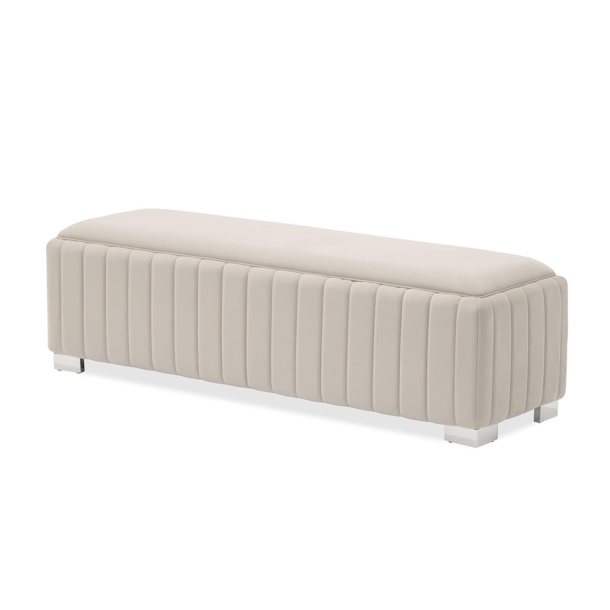 Signature Beds & Benches - Amaryllis Velvet Accent Bench - Taupe / Chrome