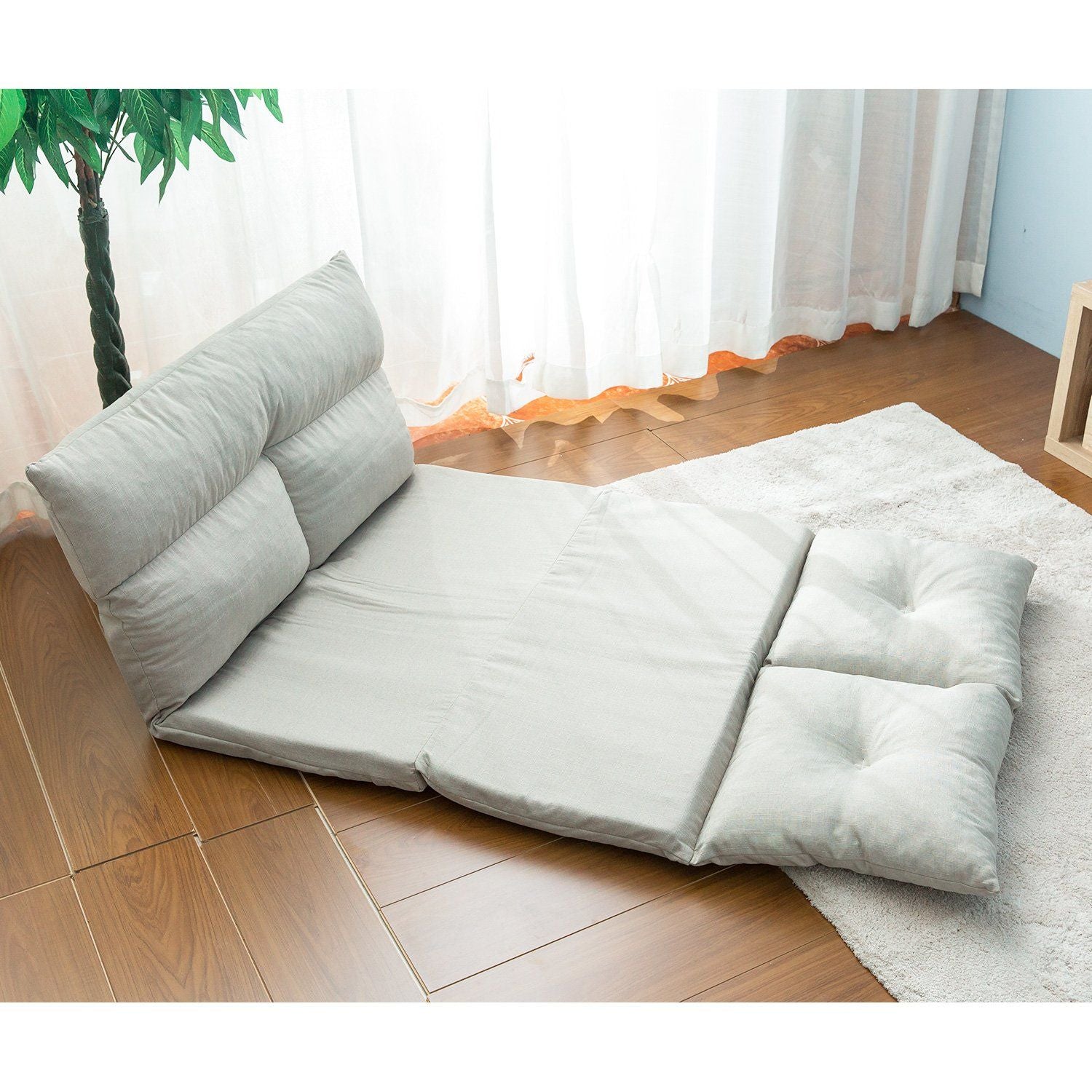 Folding Chaise Lounge Floor Sofa - Gray