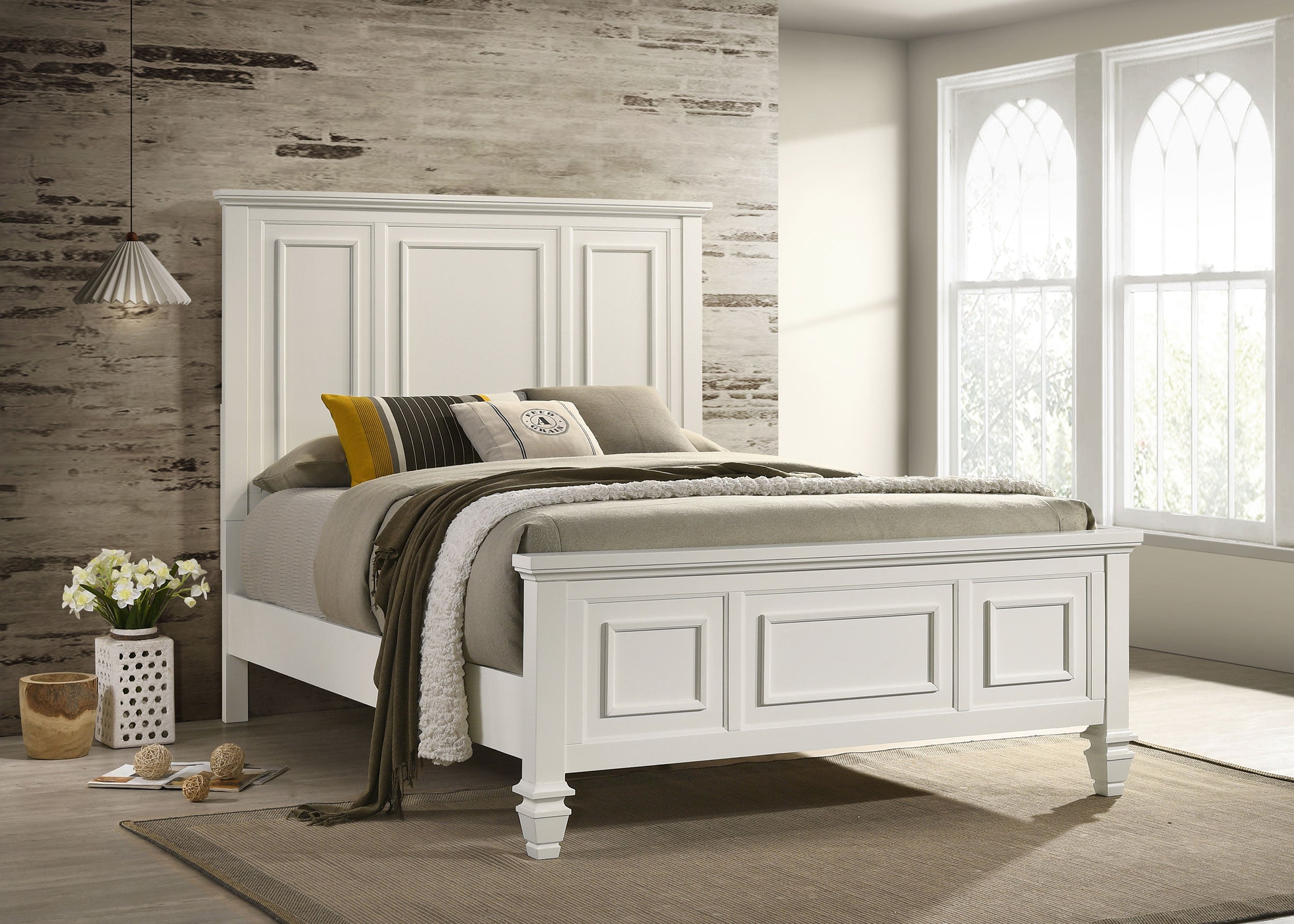 Sandy Beach Wood Queen Panel Bed Cream White-CoasterEssence