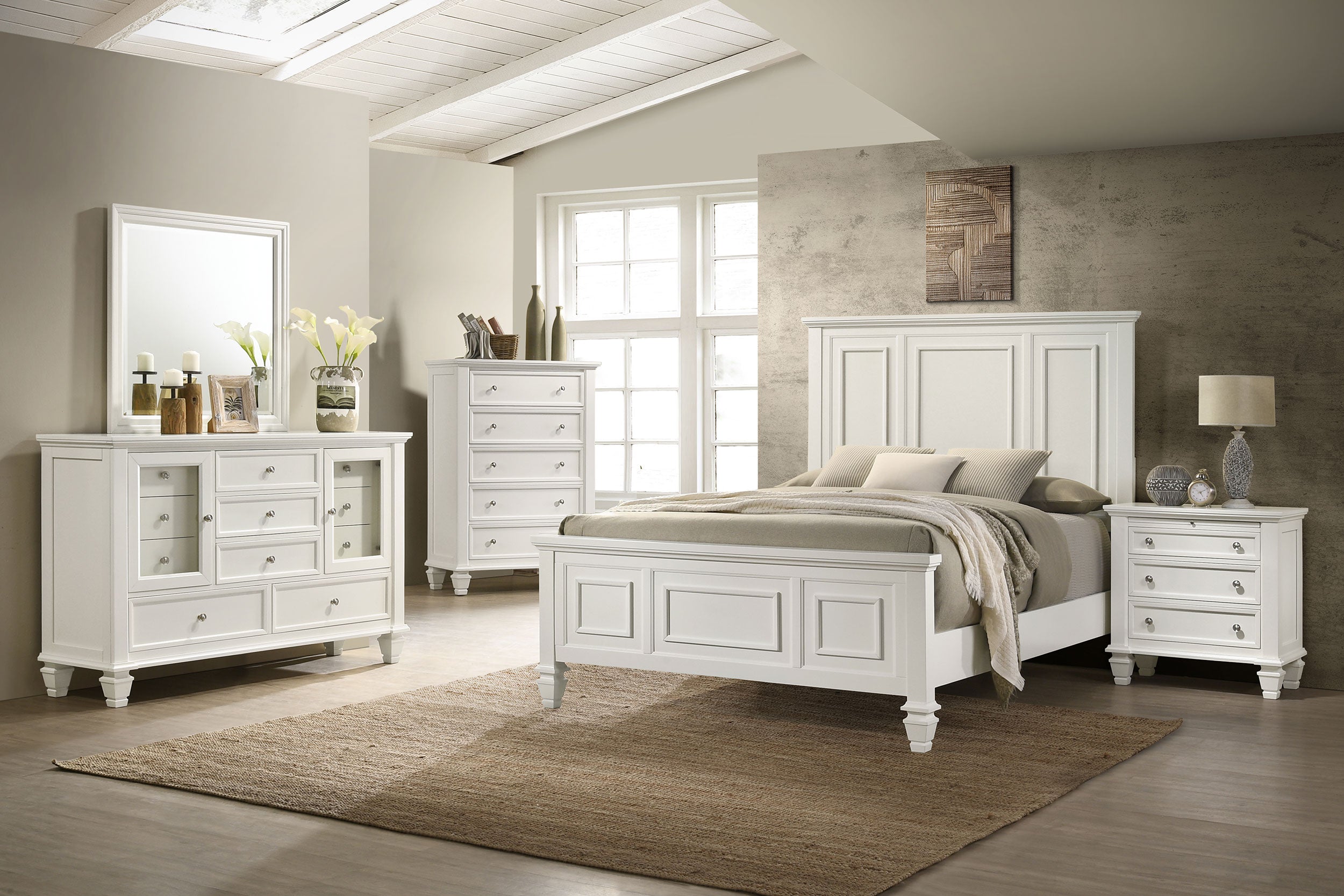 Sandy Beach 3-drawer Nightstand Cream White-CoasterEssence