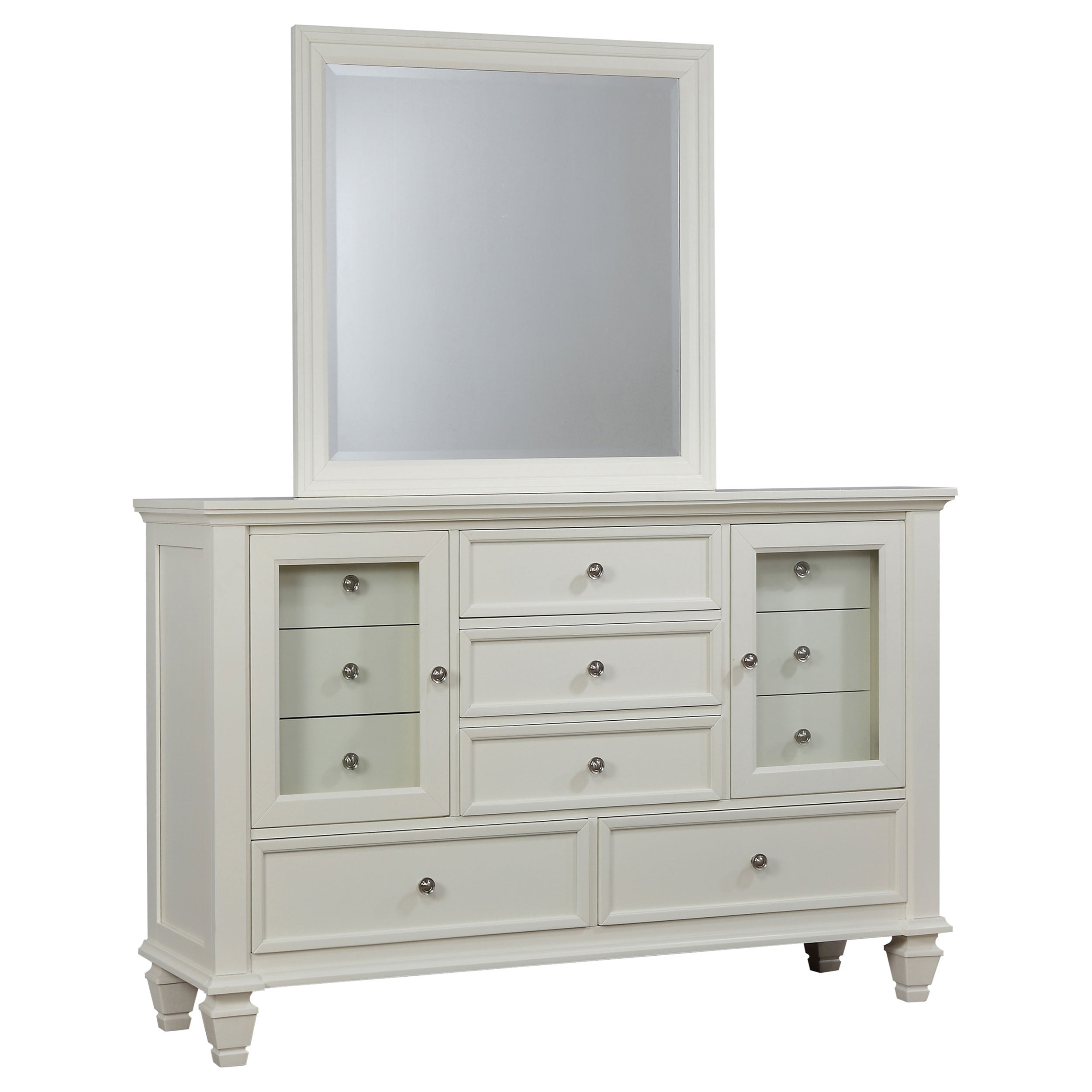Sandy Beach 11-drawer Dresser with Mirror Cream White-CoasterEssence