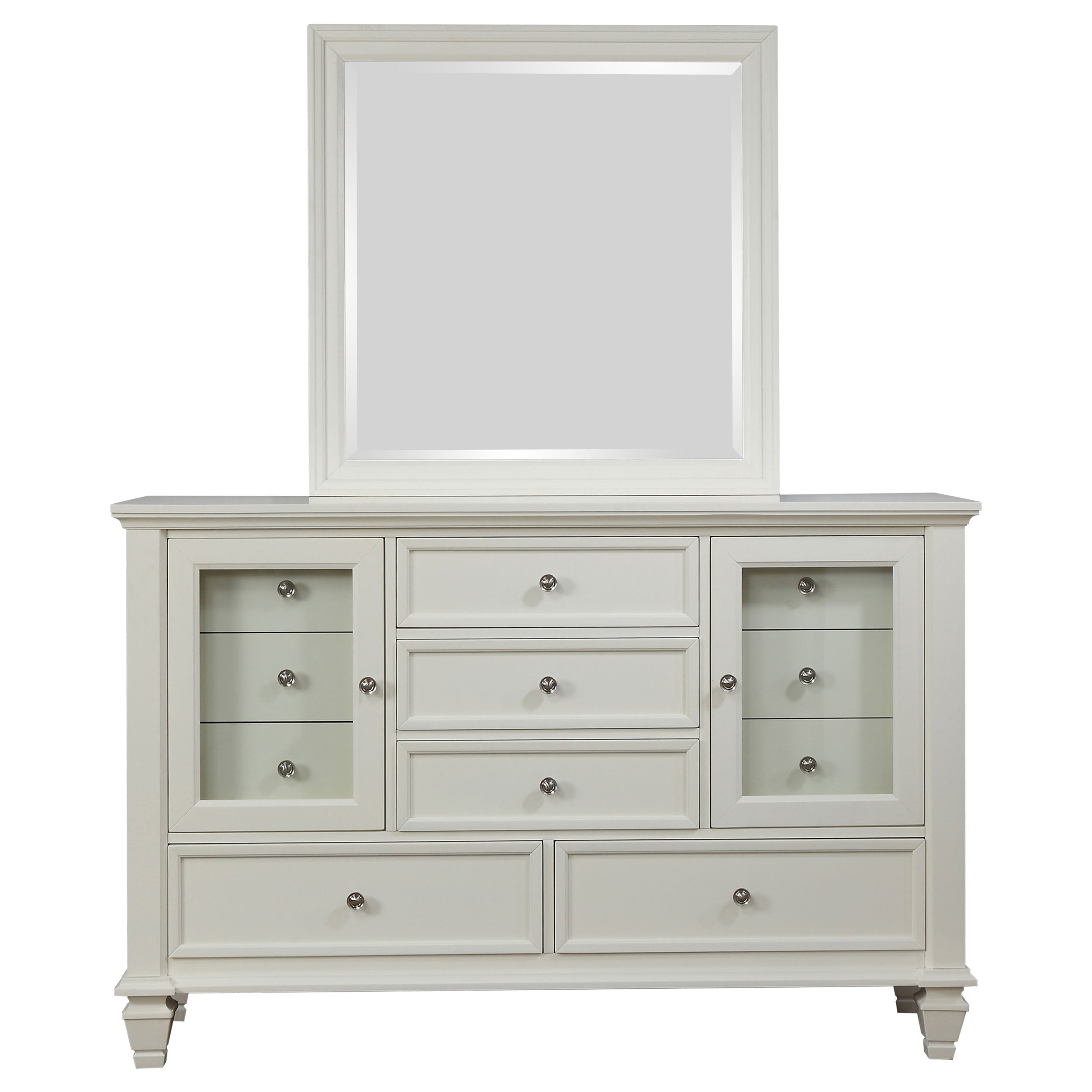 Sandy Beach 11-drawer Dresser with Mirror Cream White-CoasterEssence