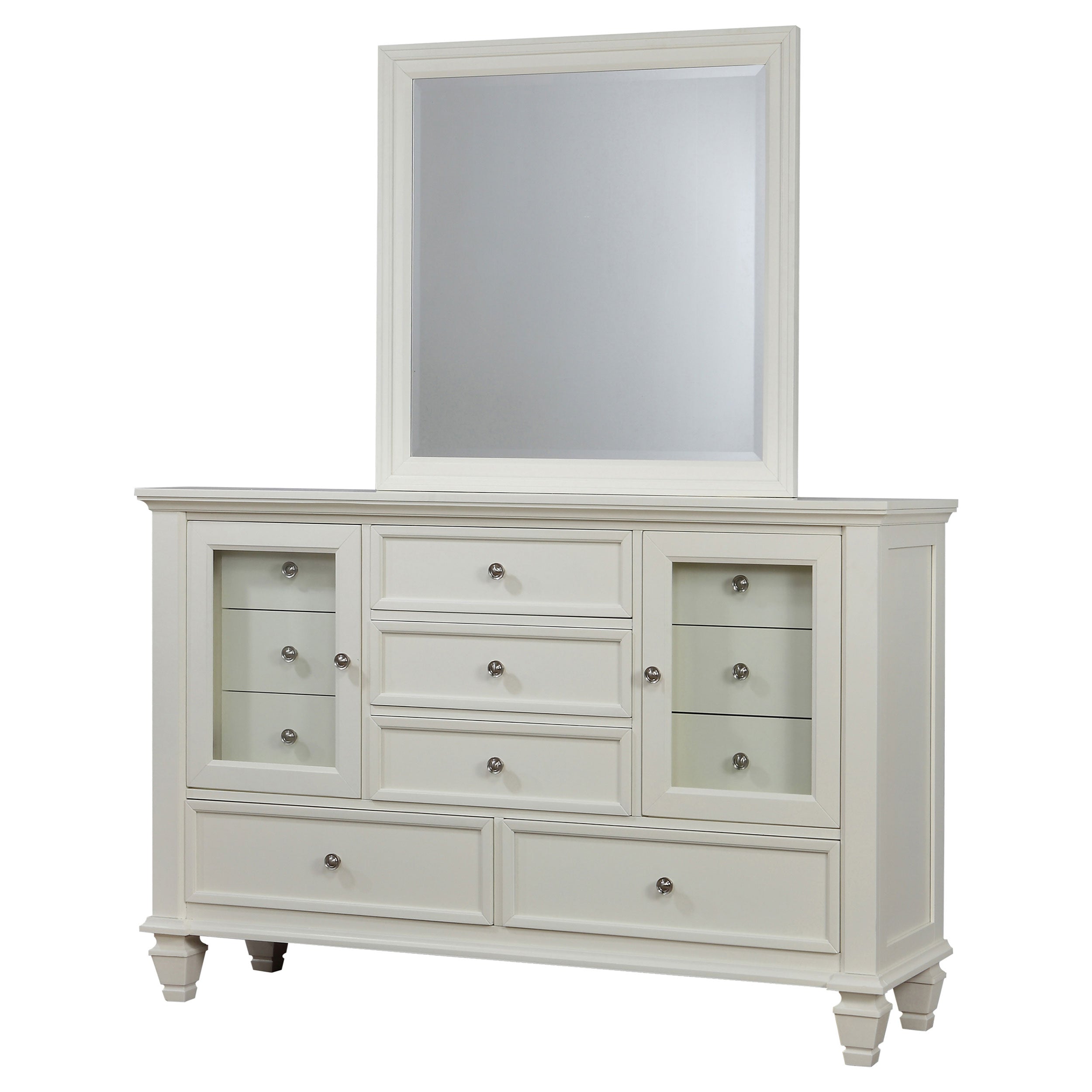 Sandy Beach 11-drawer Dresser with Mirror Cream White-CoasterEssence