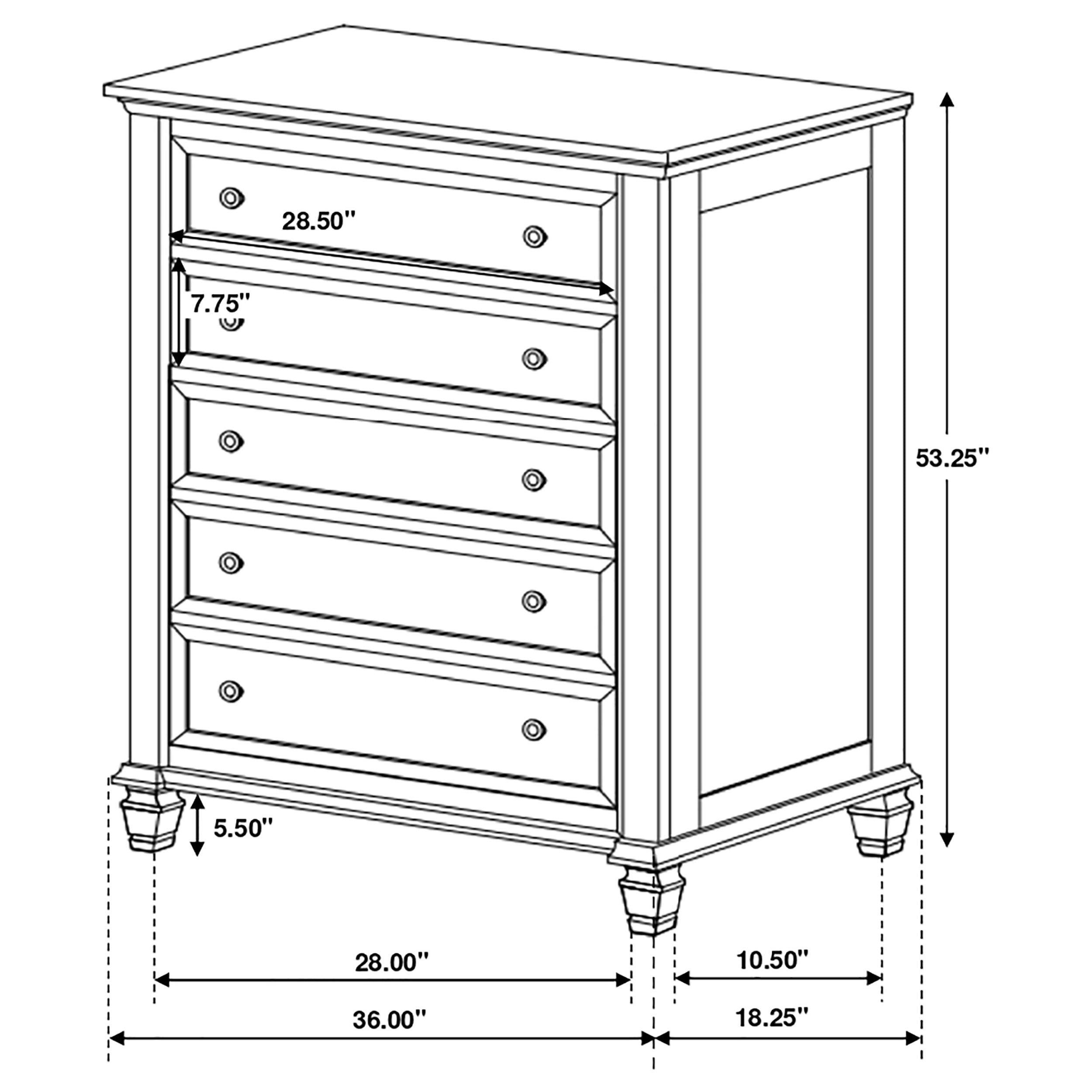 Sandy Beach 5-drawer Bedroom Chest Cream White-CoasterEssence