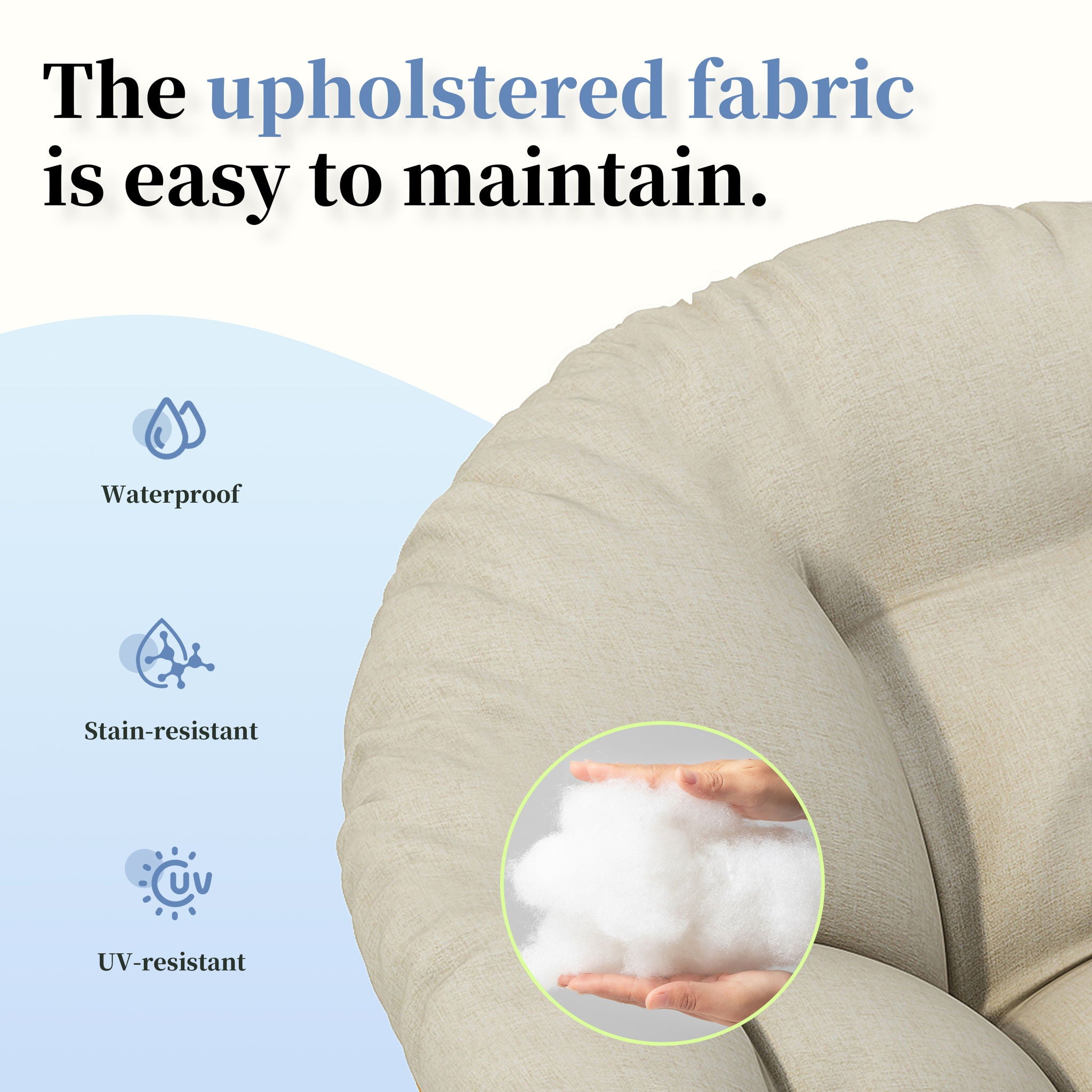 Ergonomic Wicker Chair With Cloud Thick Density Cushion, 3 Proof Cover High Capacity Iron Frame Fluid 360° Swivel