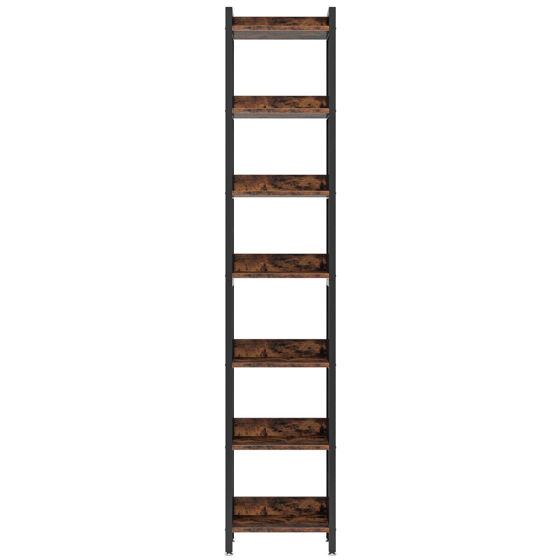 Extra Tall 7 Tier Narrow Corner Bookshelf Storage Display Rack For Living Room - Rustic Brown