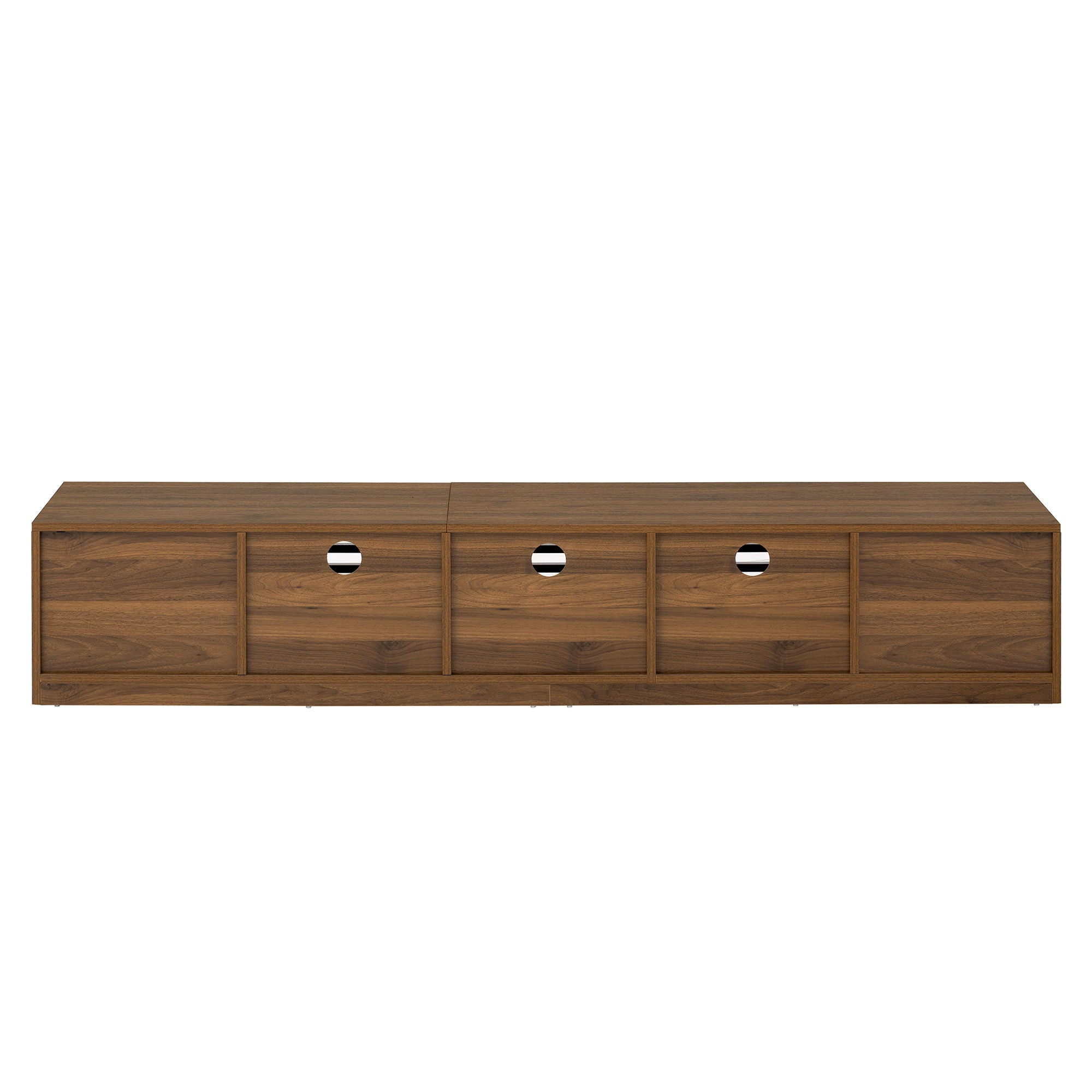 TV Stand For TVs, Entertainment Center With Cable Management And Soft Closing Hinges - Walnut