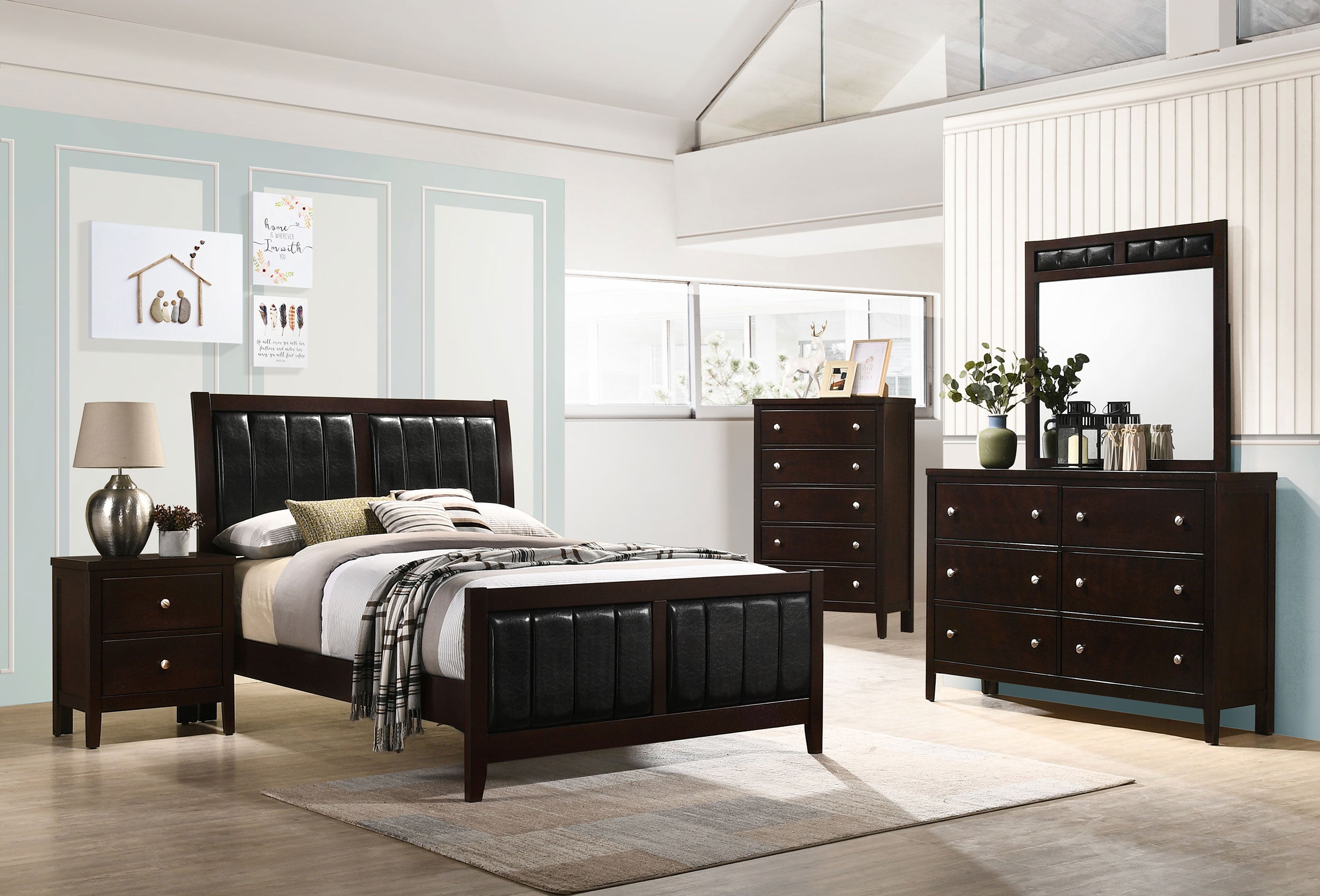 Carlton Wood Full Panel Bed Cappuccino-CoasterEveryday