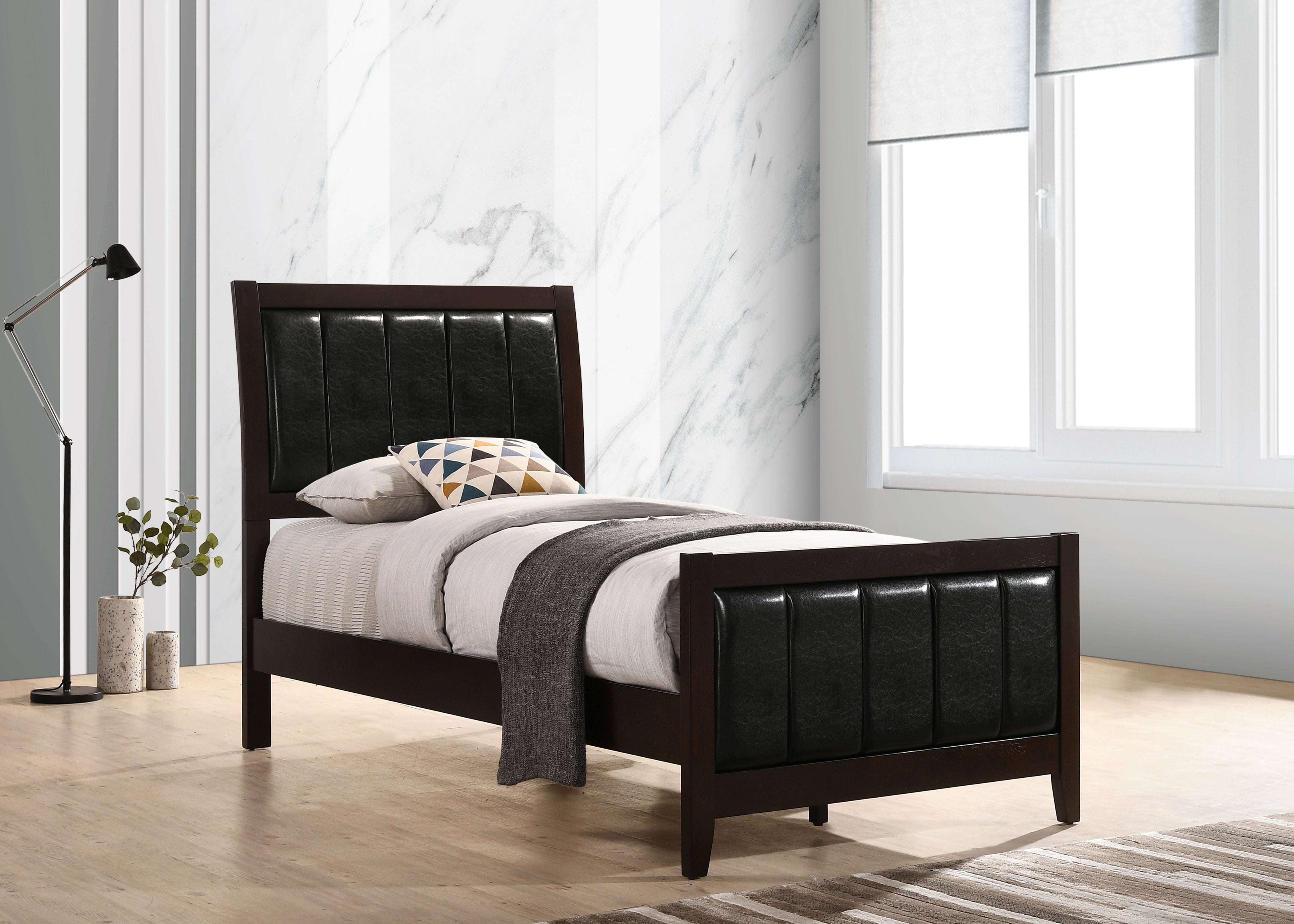 Carlton Wood Twin Panel Bed Cappuccino-CoasterEveryday
