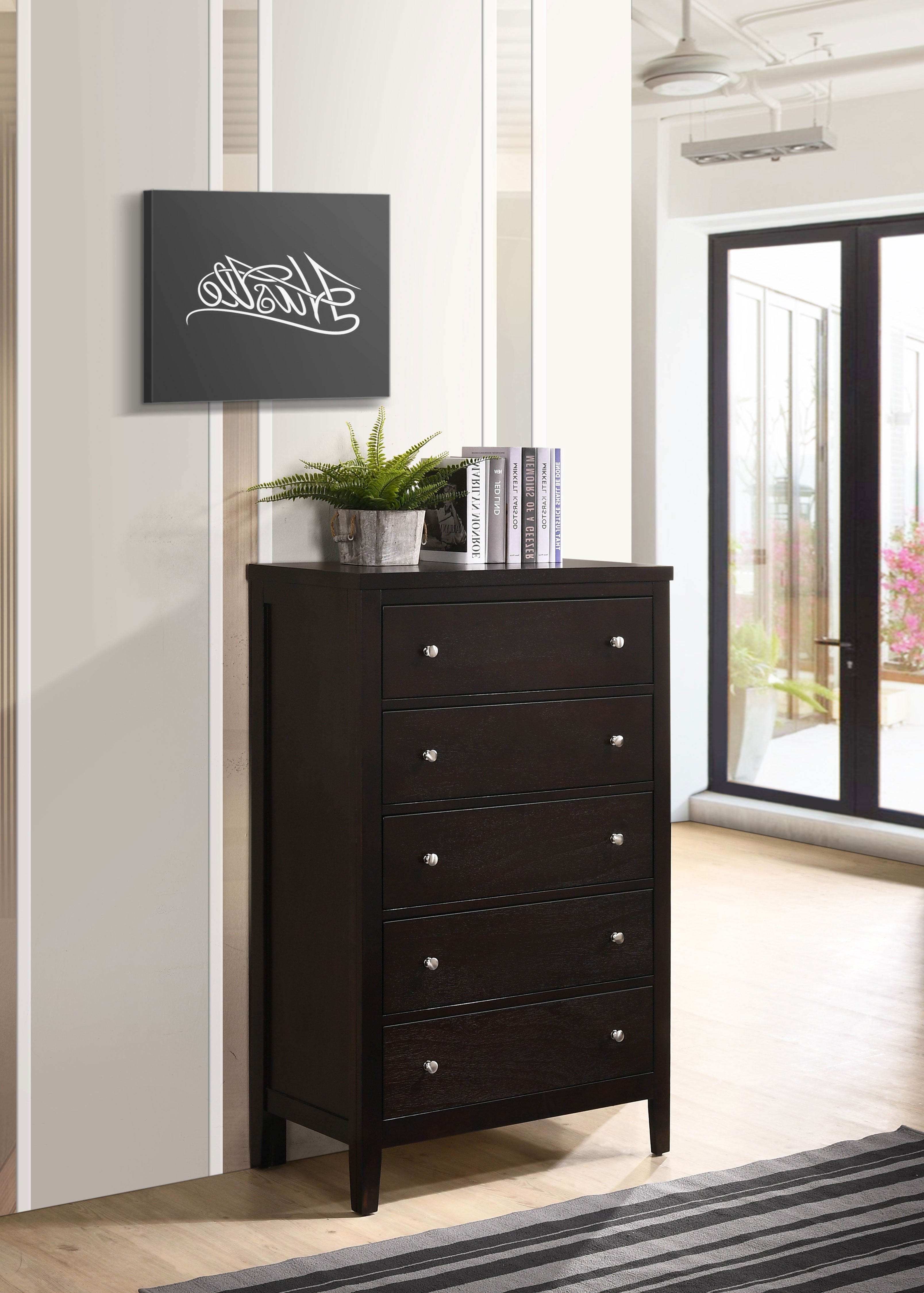 Carlton 5-drawer Bedroom Chest Cappuccino-CoasterEveryday