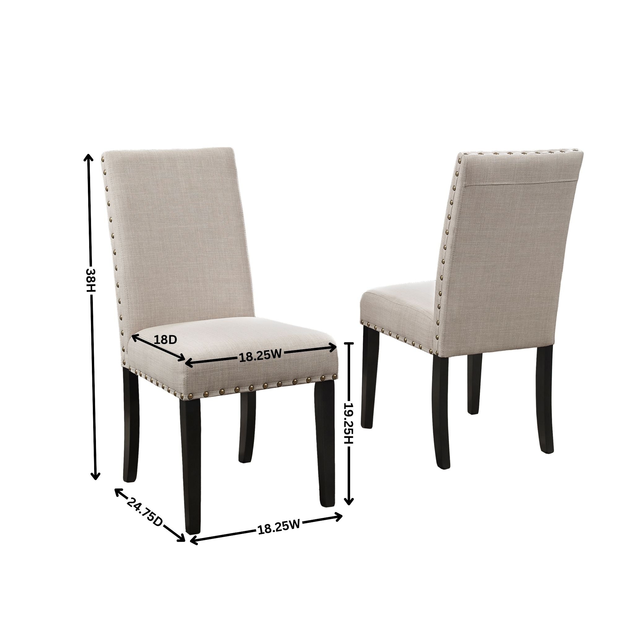 Eleanor Upholstered Dining Chairs with Nailhead Trim - Set of 2