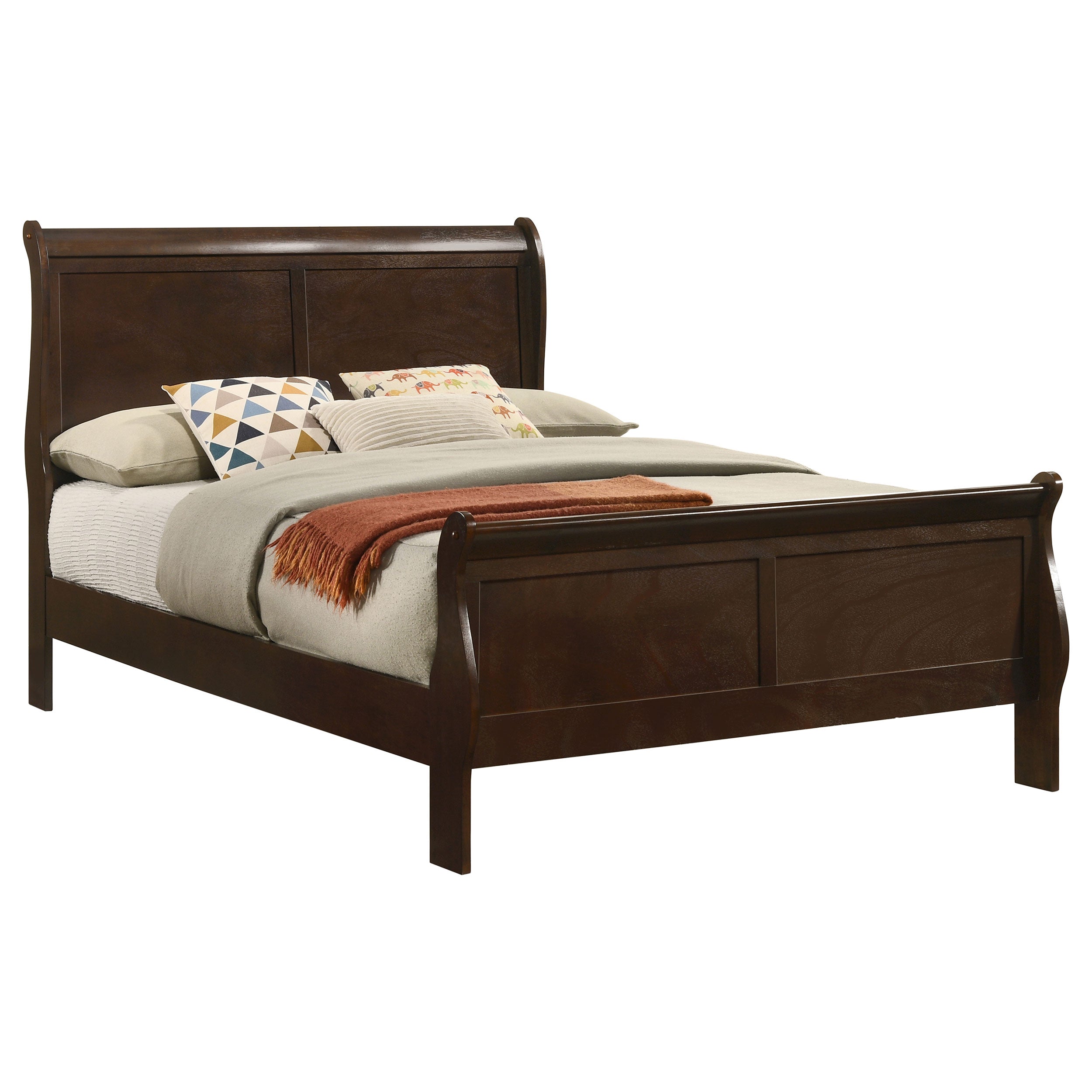Louis Philippe Wood Full Sleigh Bed Cappuccino-CoasterEveryday