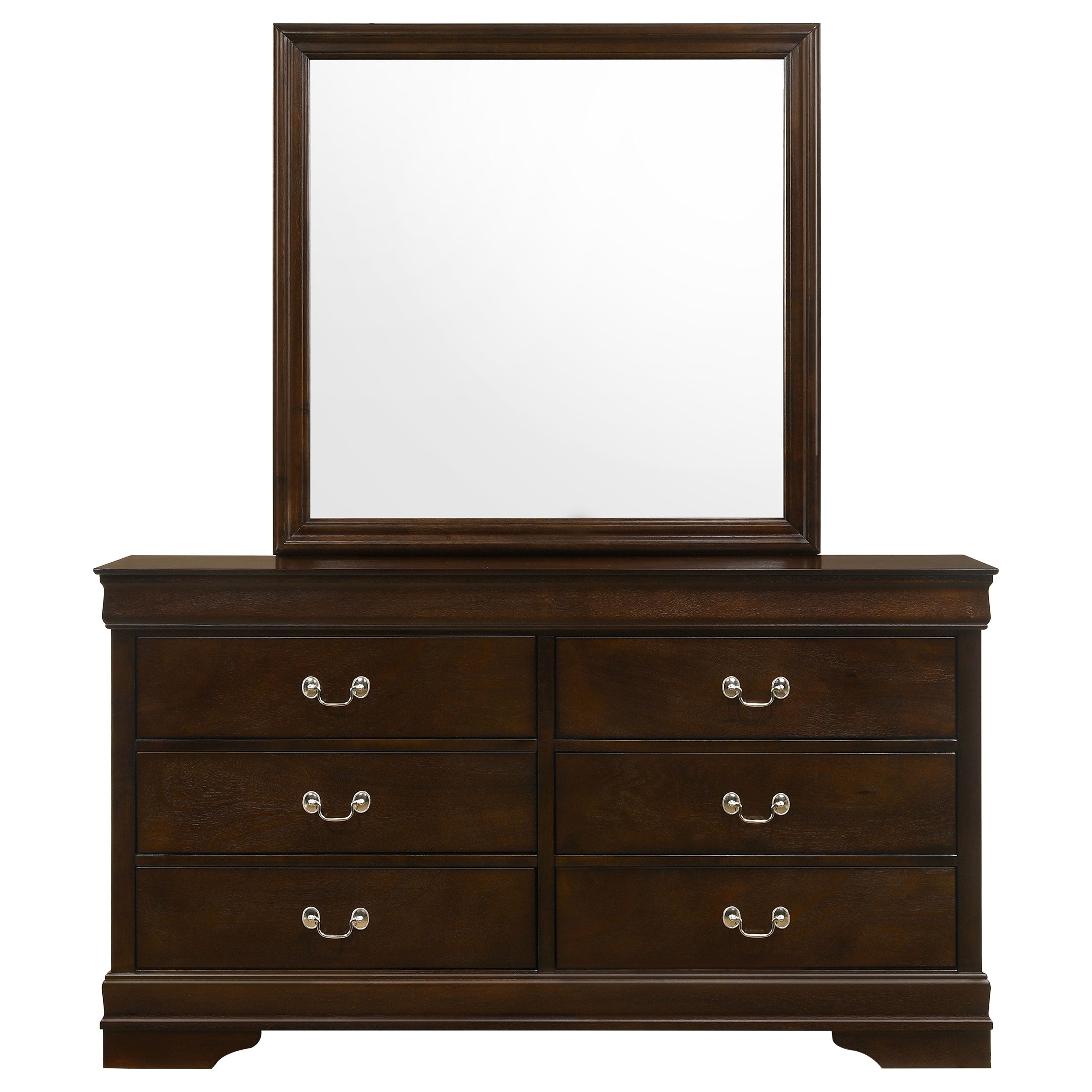 Louis Philippe 6-drawer Dresser with Mirror Cappuccino-CoasterEveryday