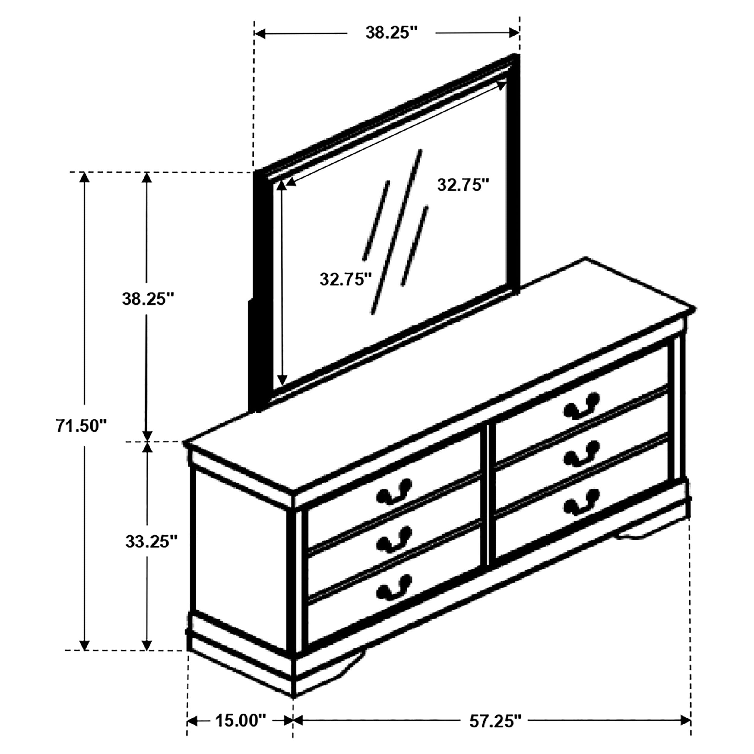 Louis Philippe 6-drawer Dresser with Mirror Cappuccino-CoasterEveryday