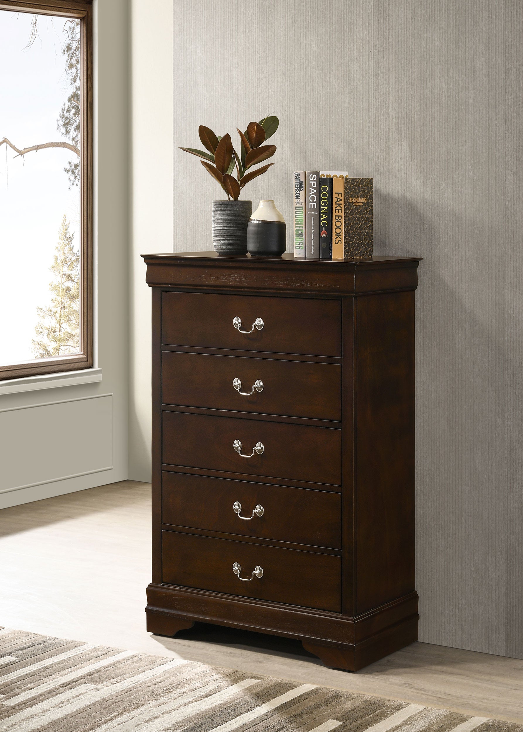 Louis Philippe 5-drawer Bedroom Chest Cappuccino-CoasterEveryday