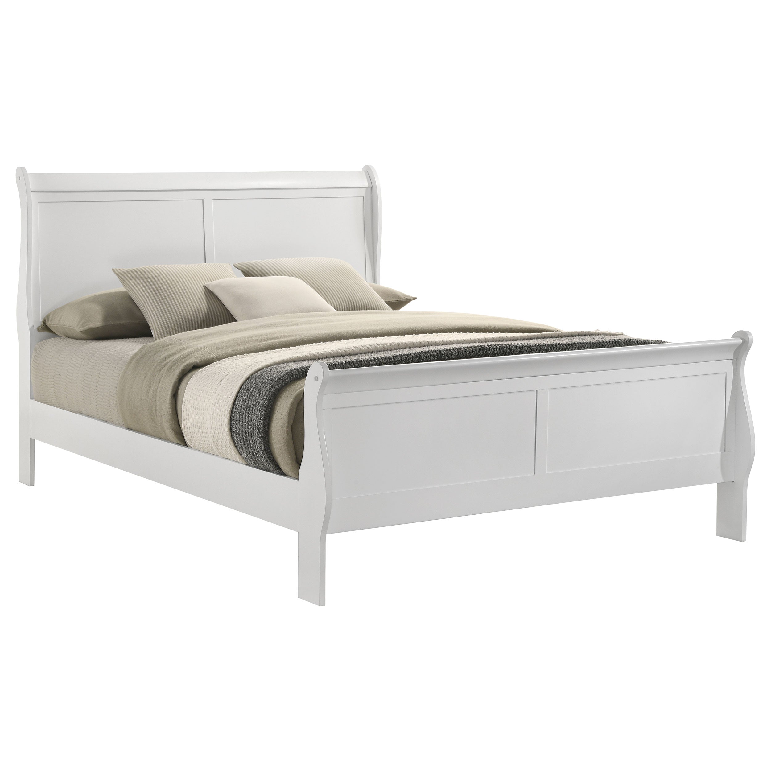 Louis Philippe 47-inch Queen Sleigh Panel Bed White-