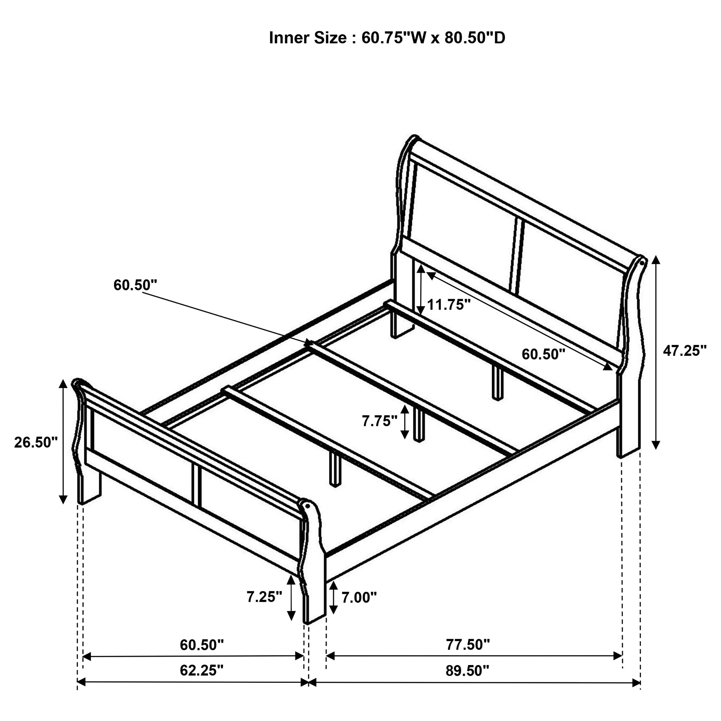 Louis Philippe 47-inch Queen Sleigh Panel Bed White-