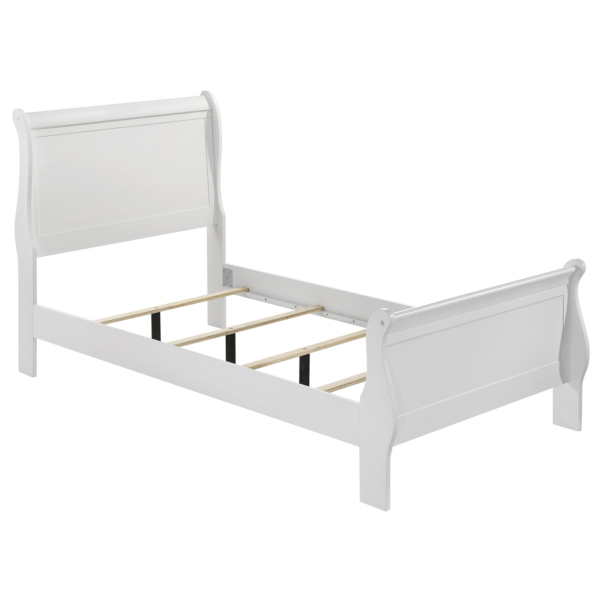 Louis Philippe 47-inch Twin Sleigh Panel Bed White-
