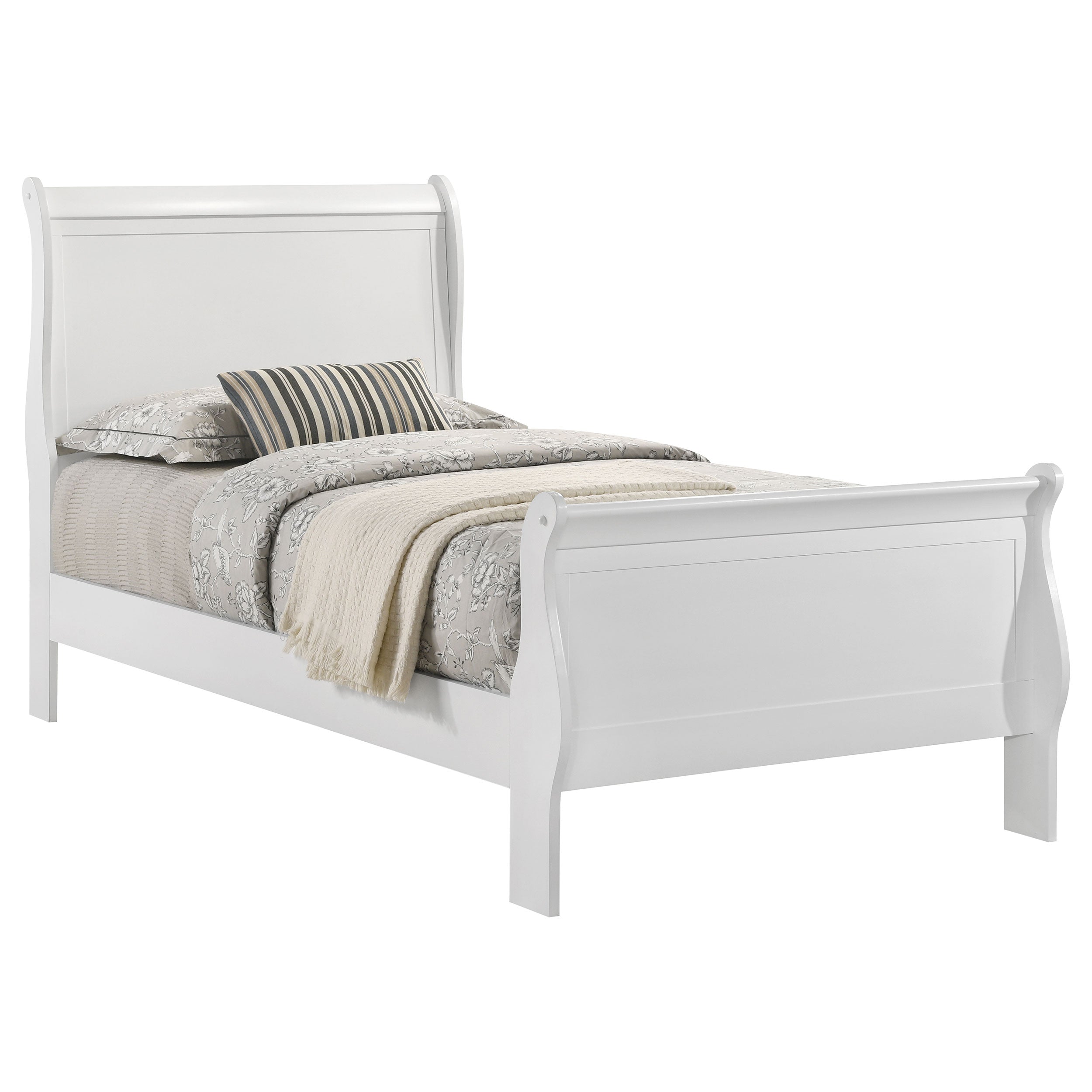 Louis Philippe 47-inch Twin Sleigh Panel Bed White-