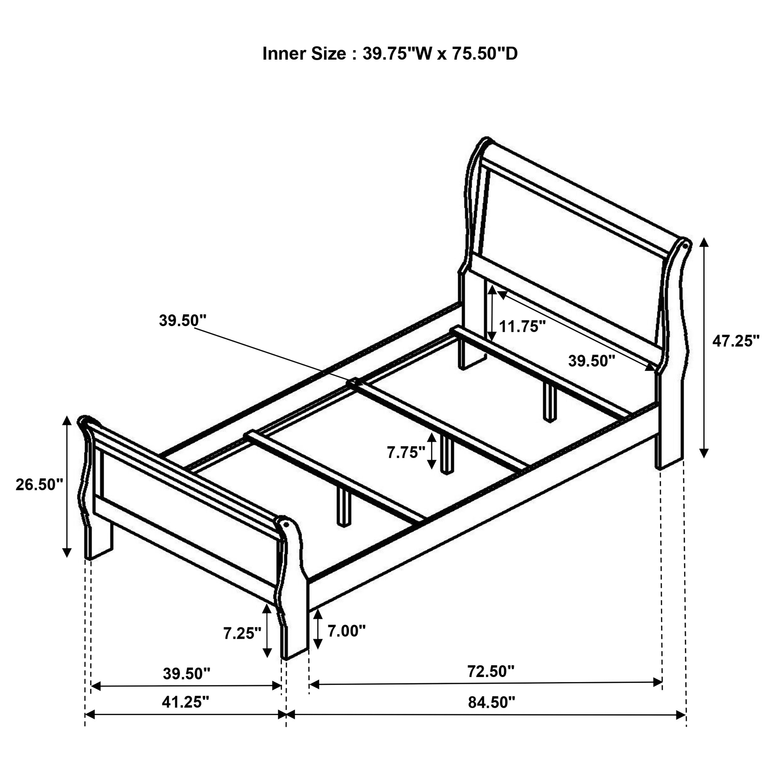 Louis Philippe 47-inch Twin Sleigh Panel Bed White-