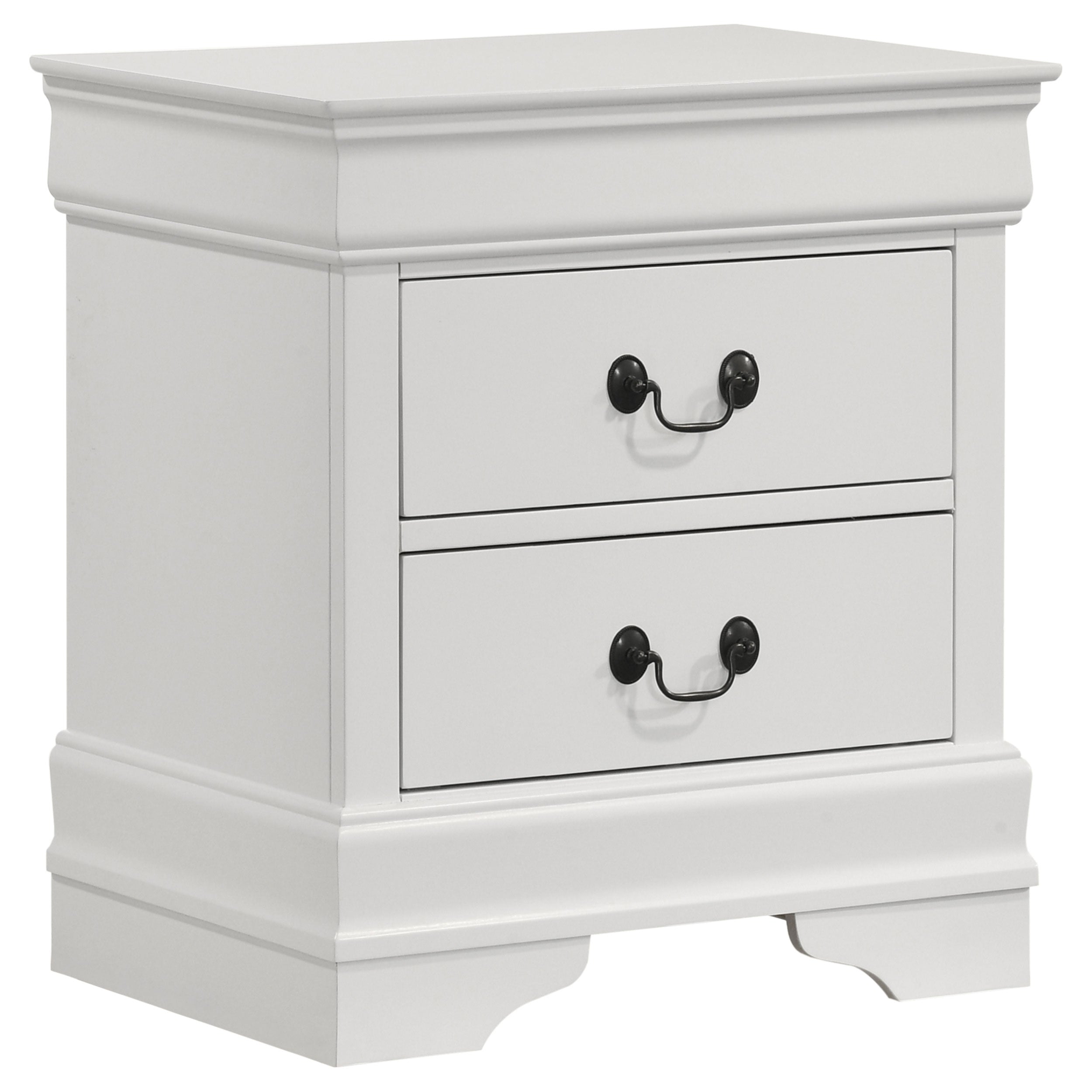 Louis Philippe 2-drawer Nightstand Bedside Table White-