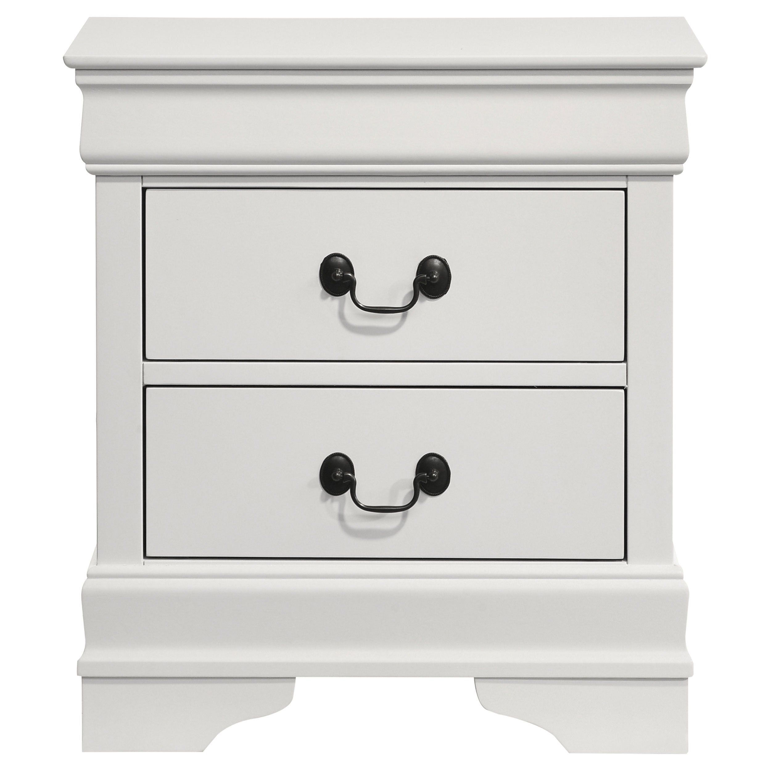 Louis Philippe 2-drawer Nightstand Bedside Table White-