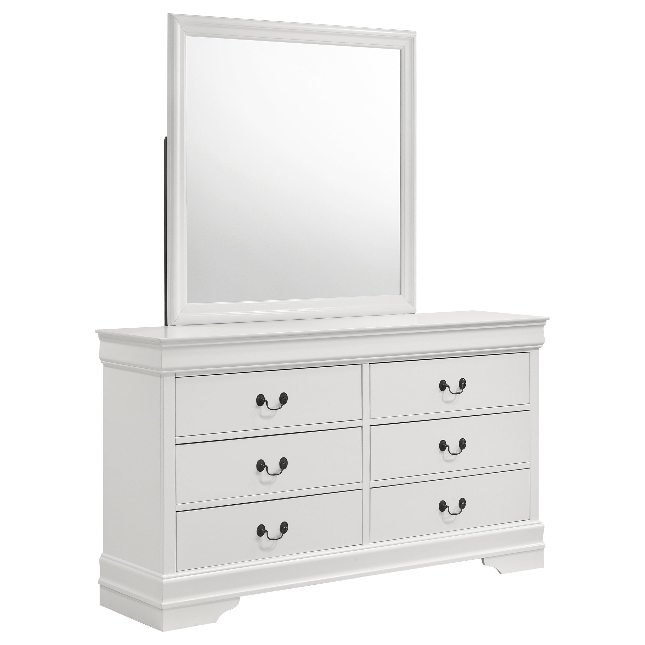 Louis Philippe 6-drawer Dresser and Mirror White-