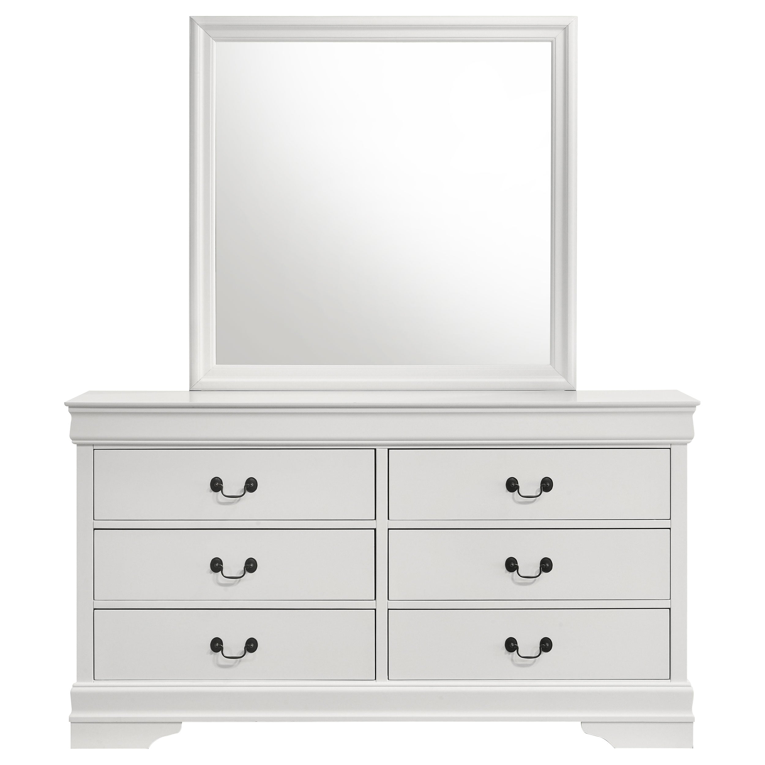 Louis Philippe 6-drawer Dresser and Mirror White-