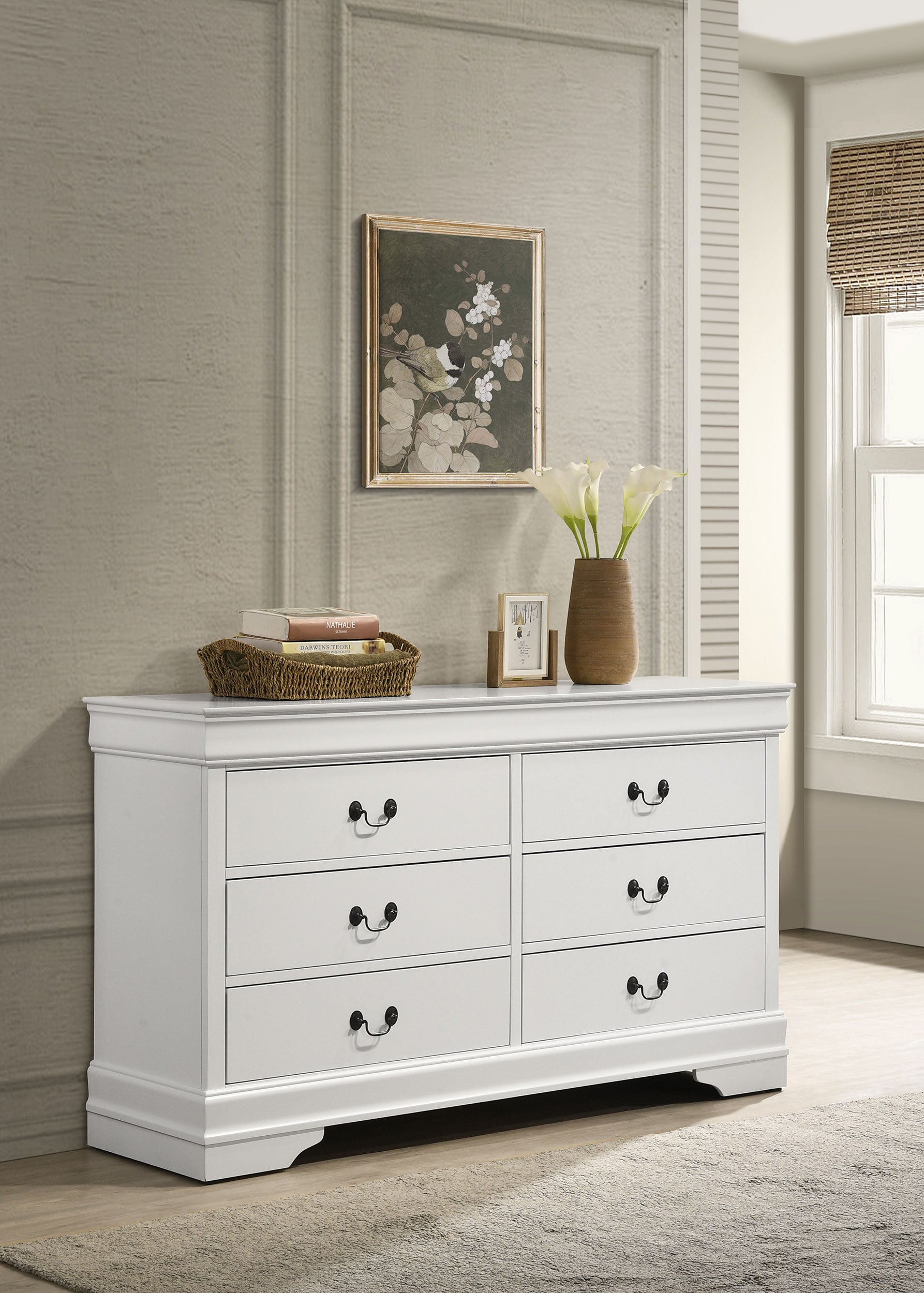 Louis Philippe 6-drawer Dresser White-