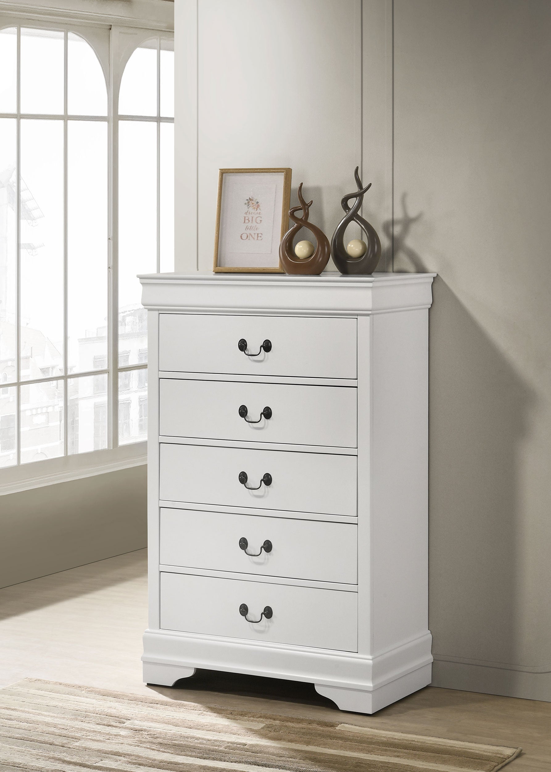 Louis Philippe 5-drawer Bedroom Chest White-