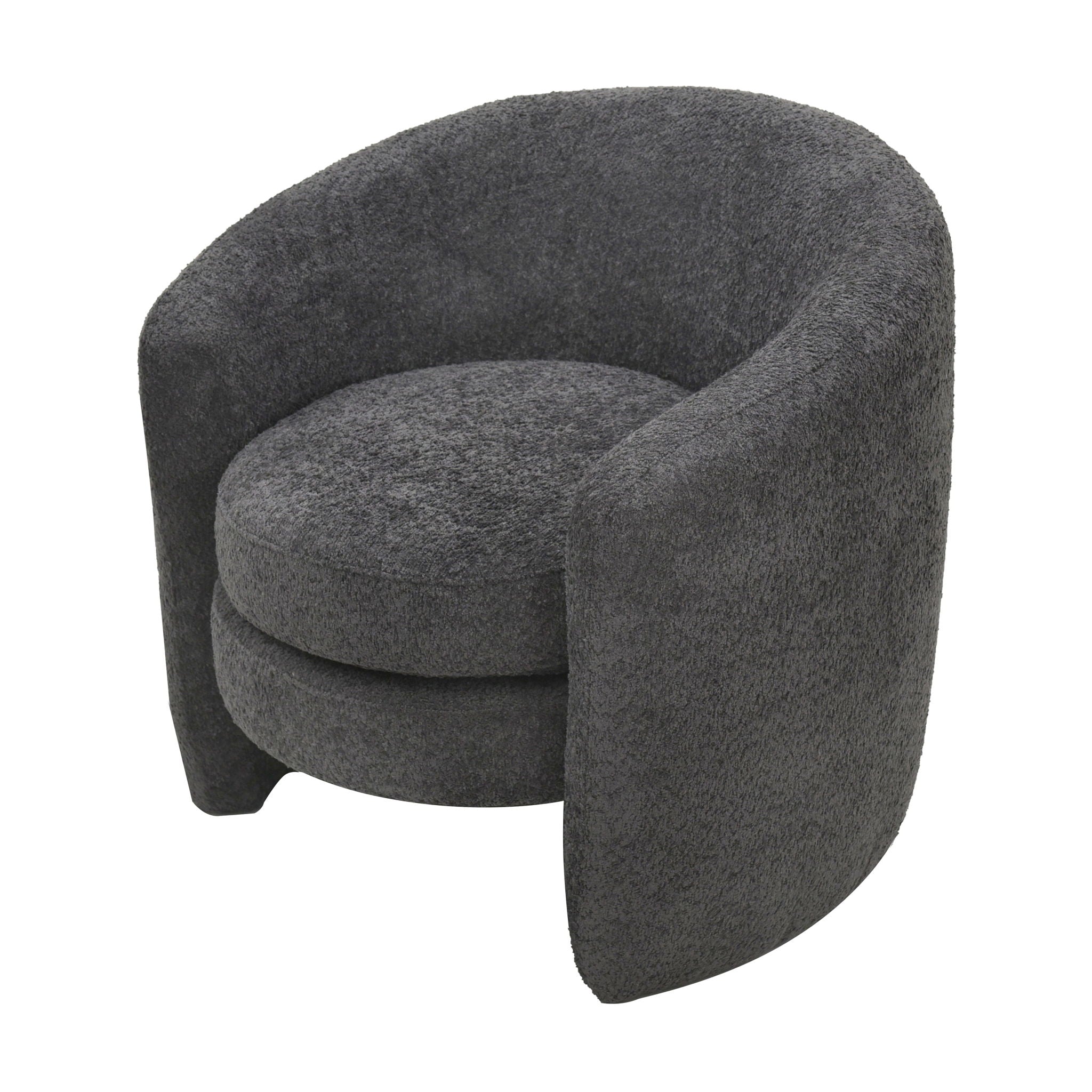 Affinity Modern Curved Back Upholstered Accent Chair With Soft Cozy Boucle Fabric - Dark Gray