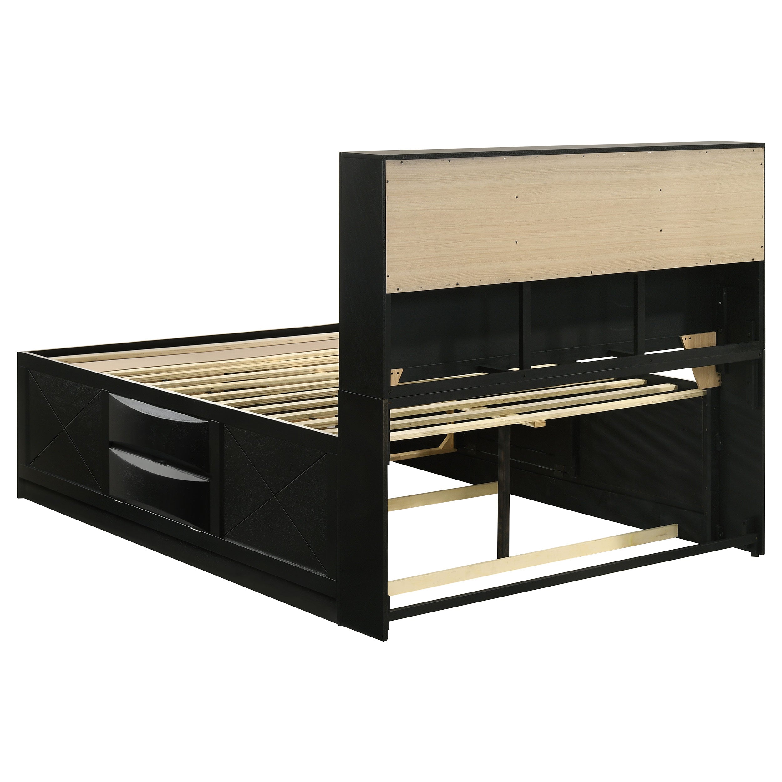 Briana Wood Queen Storage Bookcase Bed Black-CoasterEssence
